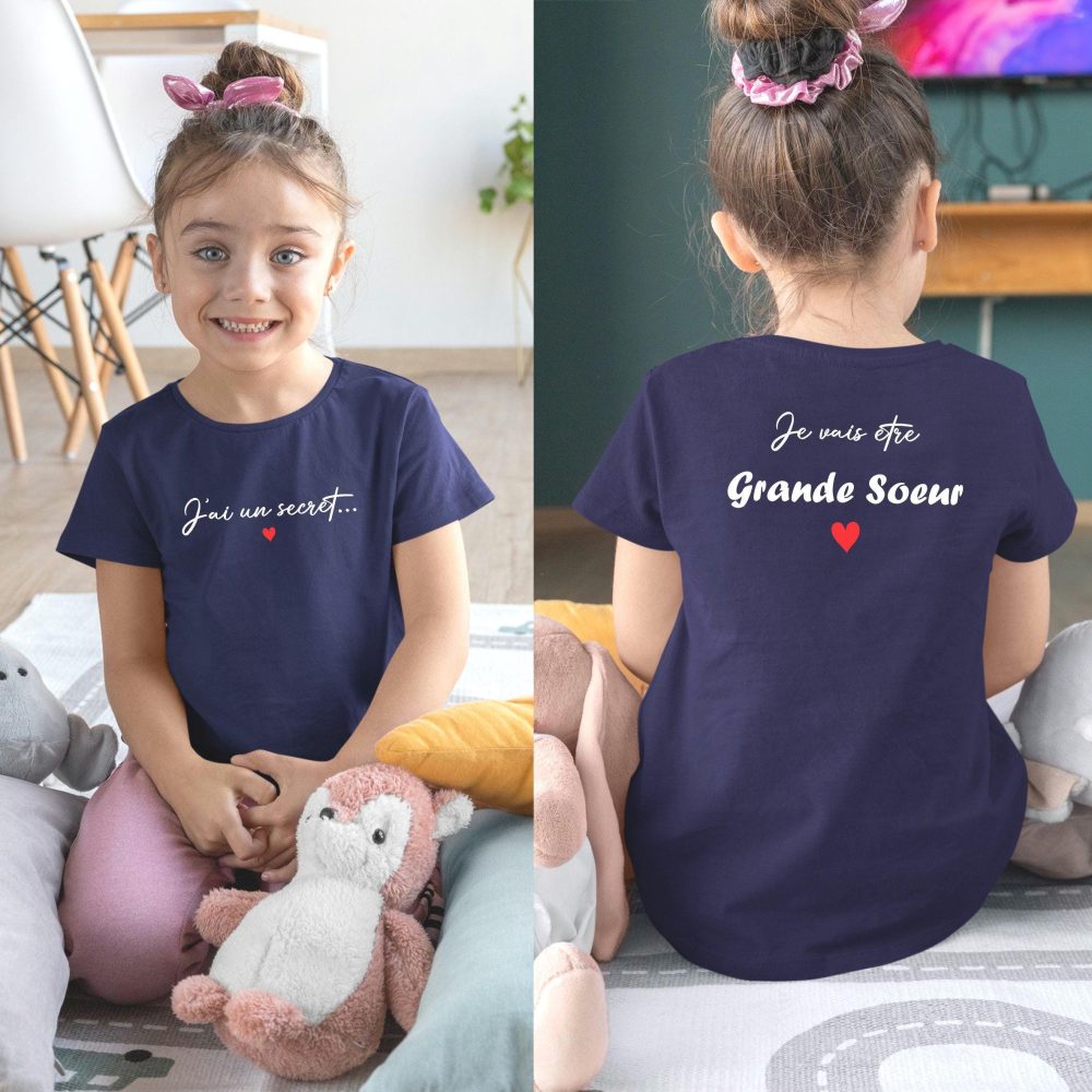 Tee-shirt enfant future grande sœur, tshirt annonce grossesse, futur grand frère, annonce bébé