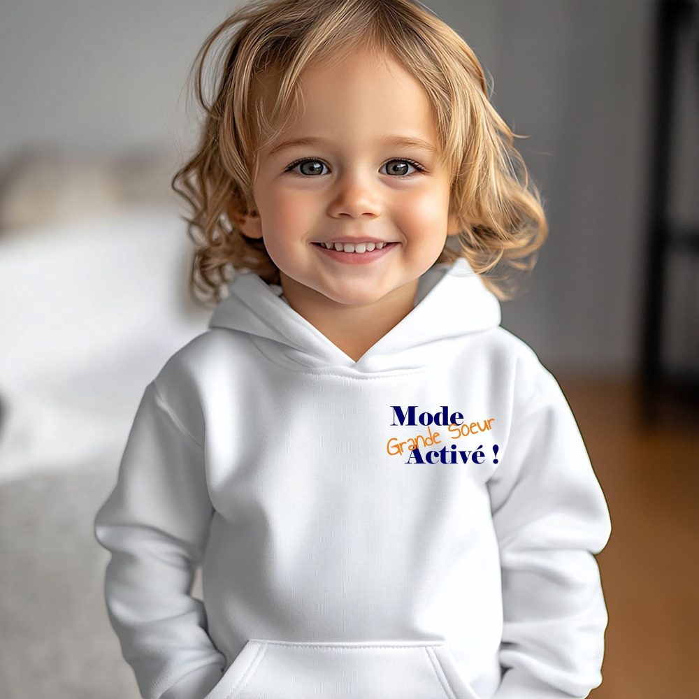 Sweat enfant pour annonce de grossesse, future grande sœur. Existe également en sweat capuche ou tee-shirt enfant
