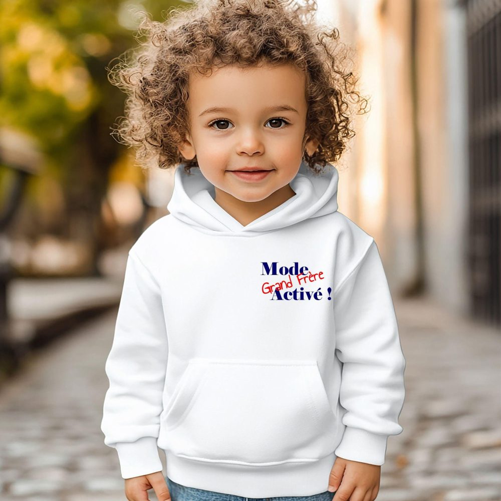 Sweat enfant pour annonce de grossesse, futur grand frère. Ce visuel existe également en sweat capuche ou tee-shirt enfant