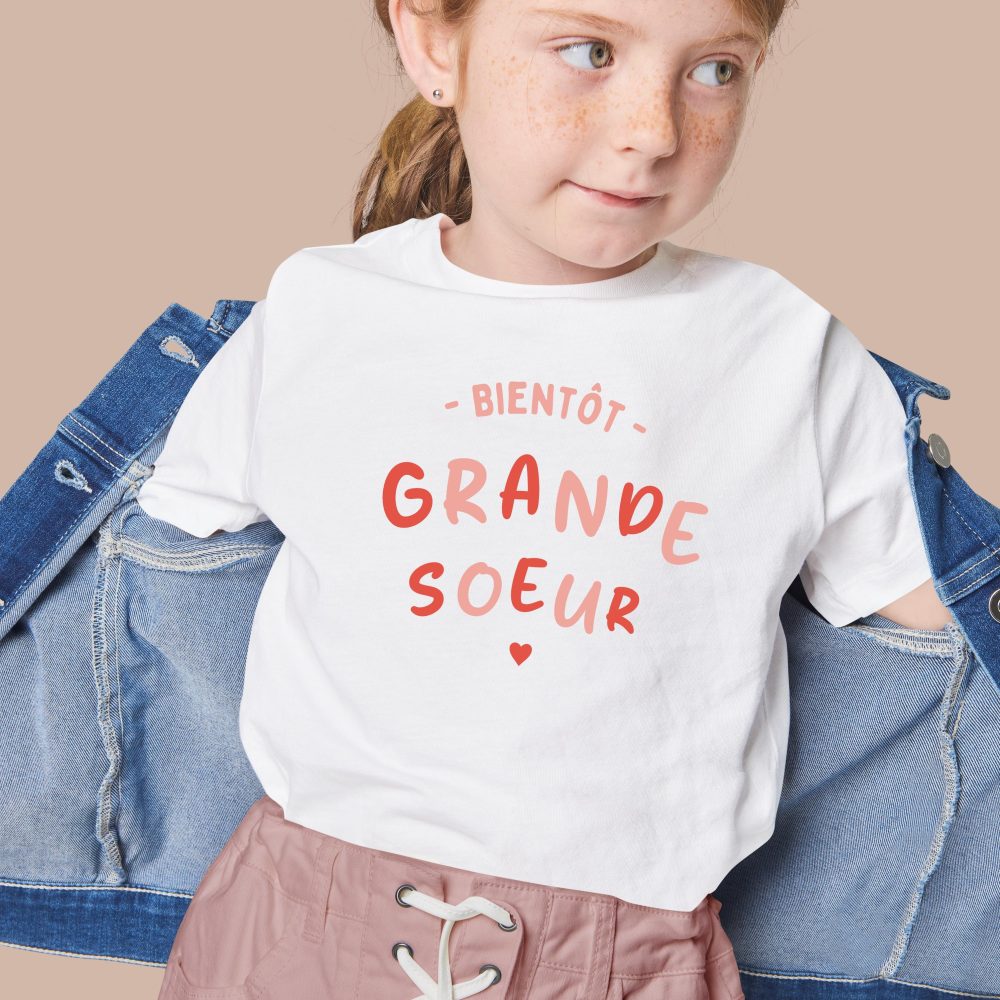T-shirt bientôt grande soeur, annonce de grossesse t shirt future grande soeur