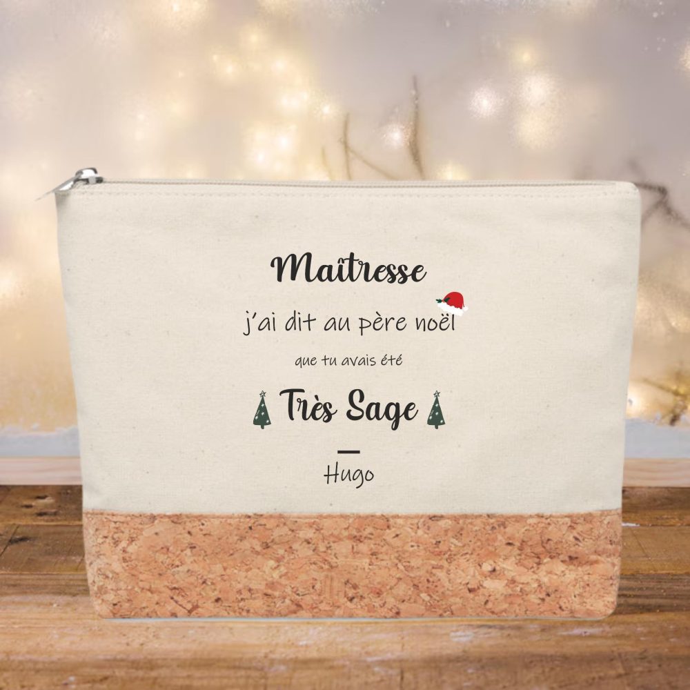 Trousse Personnalisée Maitresse noël, cadeau de noël pour maitresse/maitre/nounou fin d'année, cadeau personnalisé nounou, cadeau maitre
