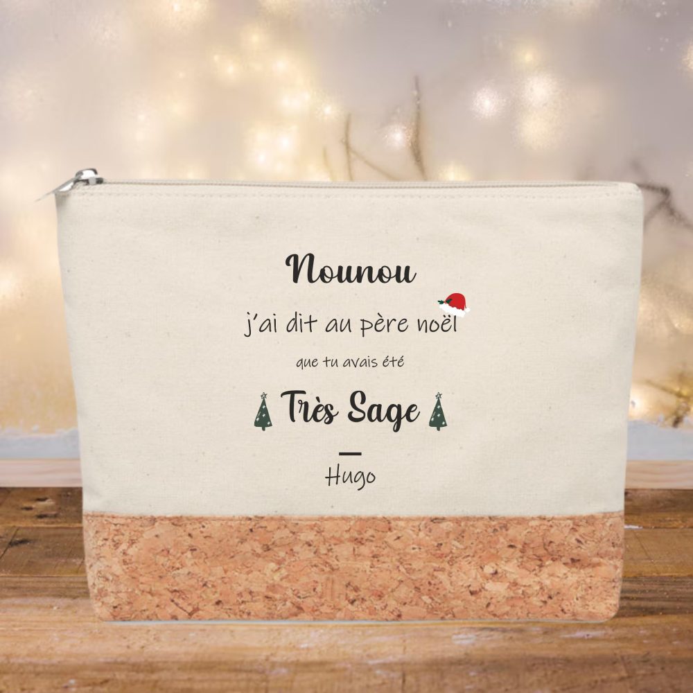 Trousse Personnalisée Nounou noël, cadeau de noël pour maitresse/maitre/nounou fin d'année, cadeau personnalisé nounou, cadeau maitre