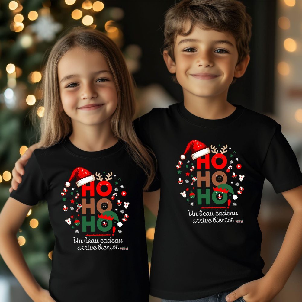 Tee-shirt annonce grossesse, future grande sœur, futur grand frère, idée annonce grossesse Noël