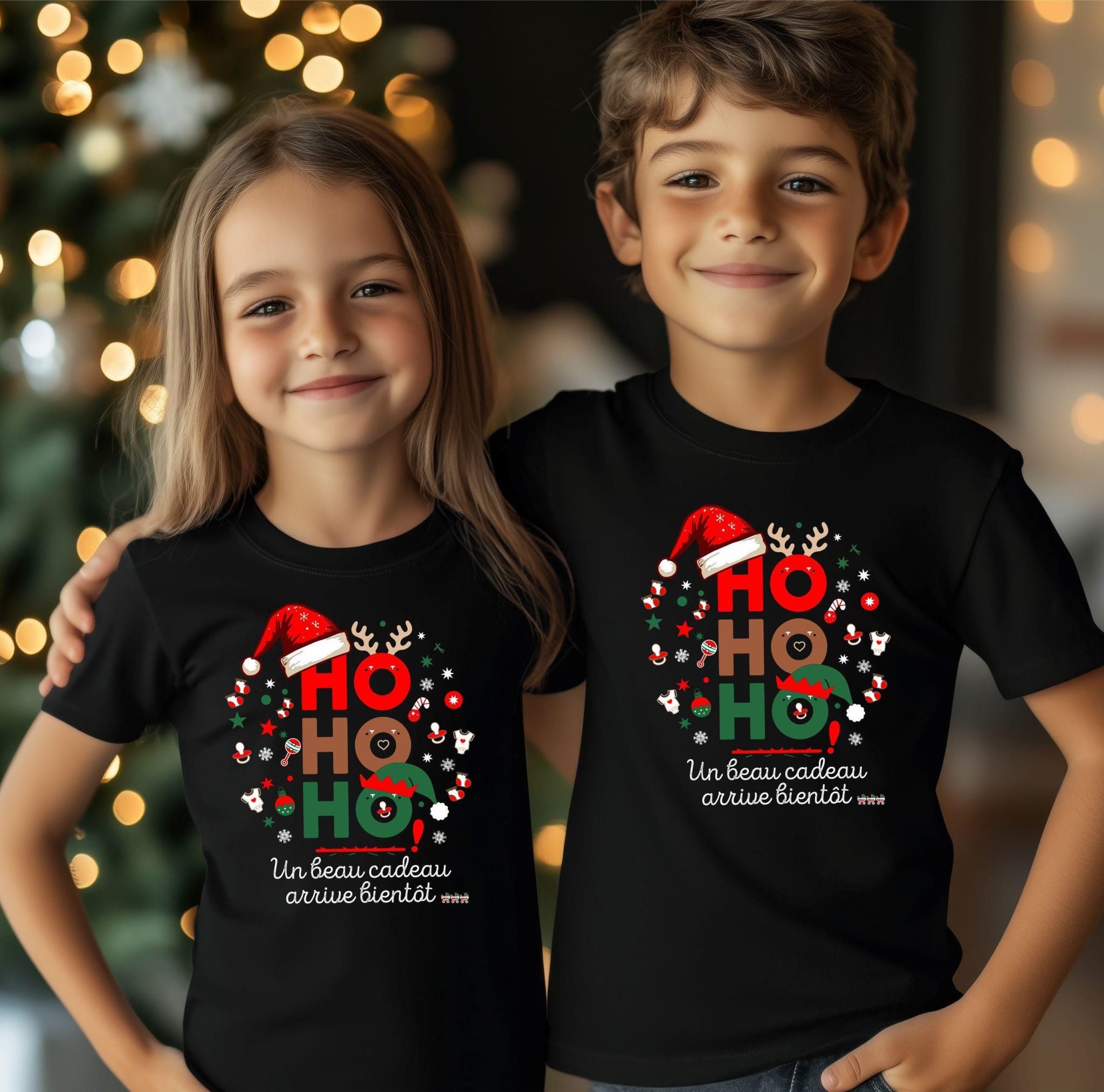 Tee-shirt annonce grossesse, future grande sœur, futur grand frère, idée annonce grossesse Noël
