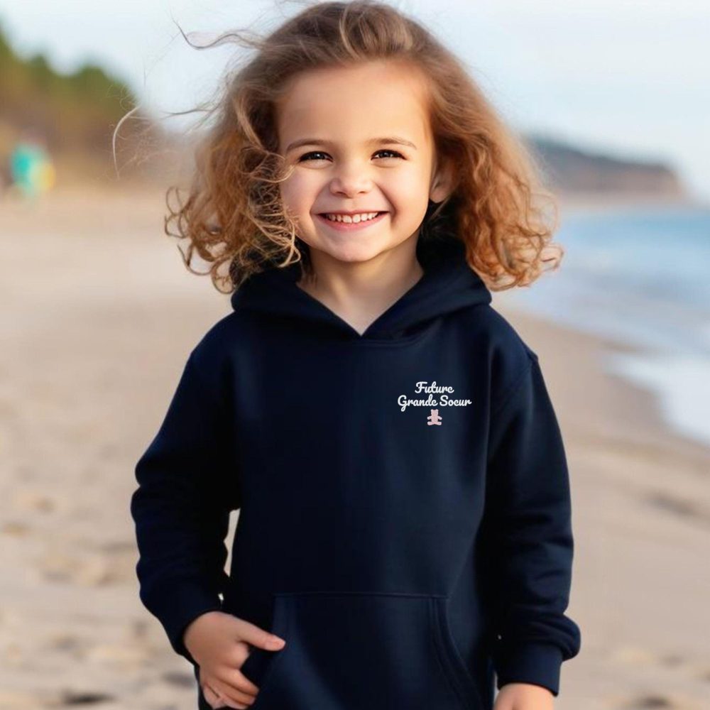 Sweat enfant brodé pour annonce de grossesse, future grande sœur, futur grand frère. Annonce bébé