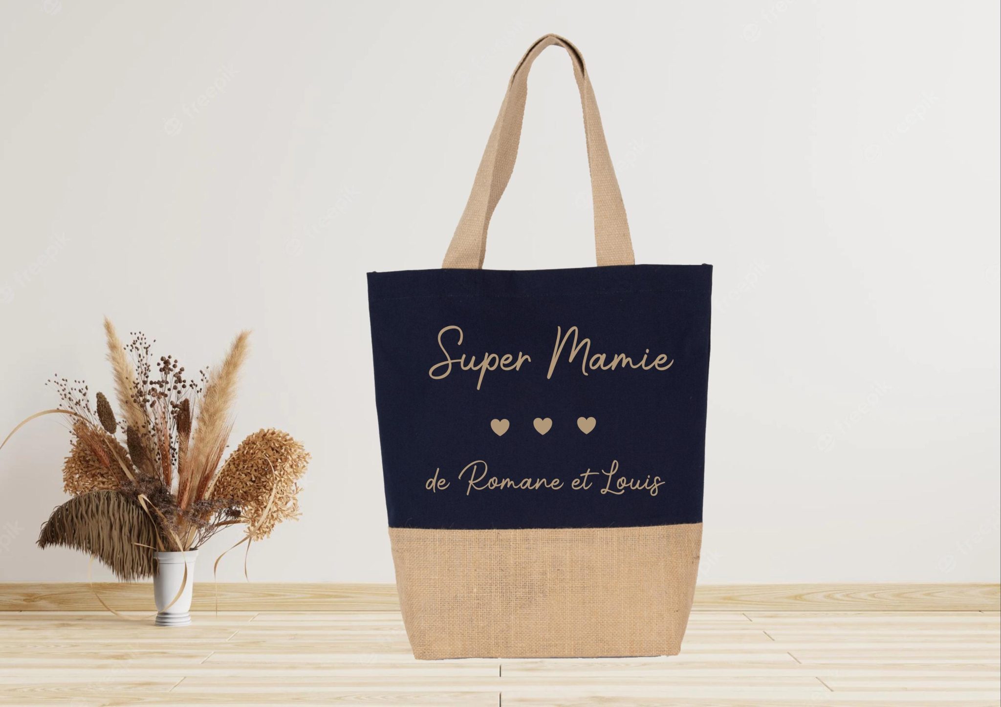Sac shopping à personnaliser prénom - cadeau anniversaire Mamie , cadeau mamie - cadeau Fêtes des grands-mères personnalisé sac mamie cadeau
