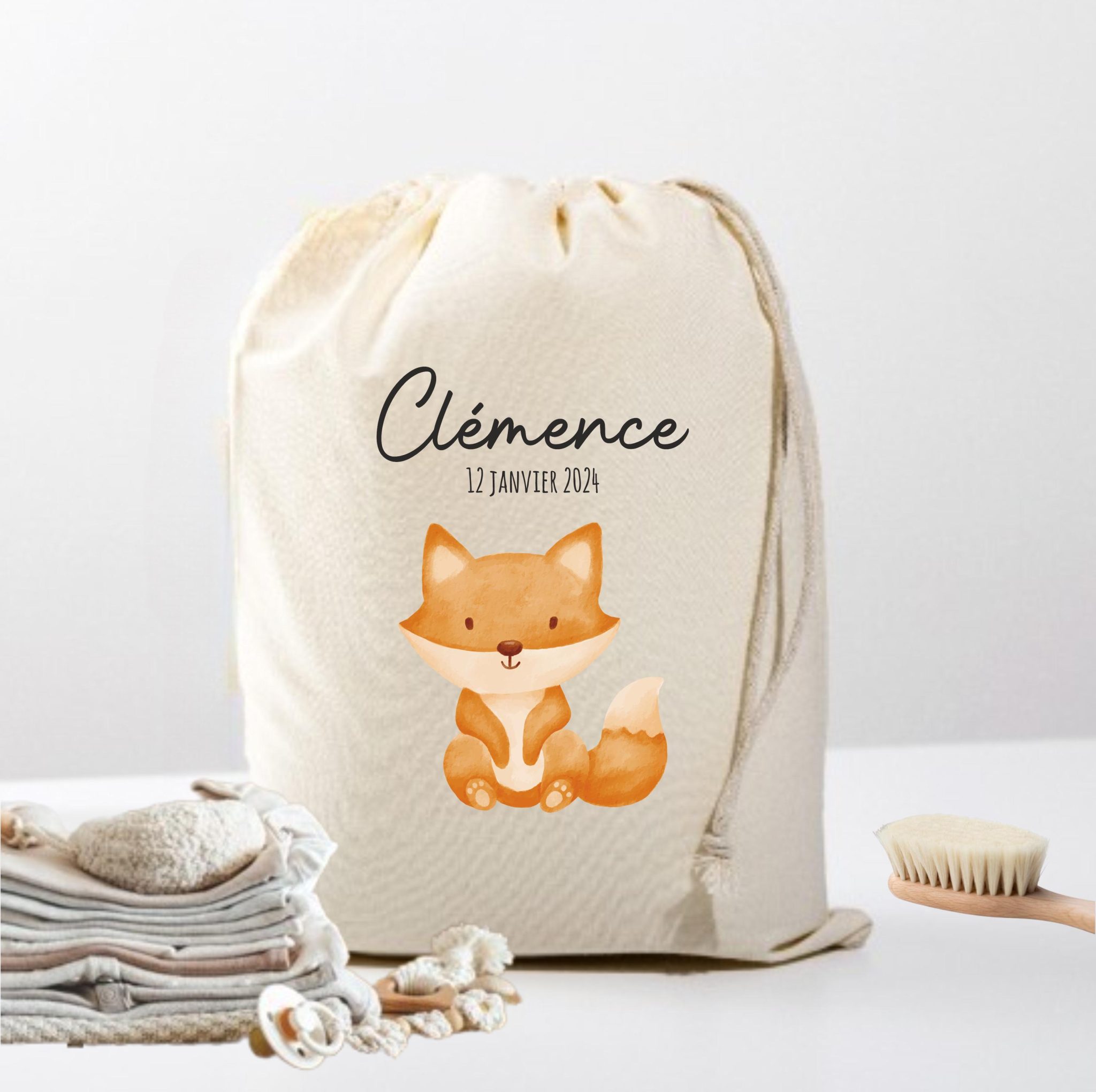 Pochon affaires bébé - cadeau personnalisé bébé, pochon affaire bébé souvenir, sac d'affaires , sac prénom bébé, cadeau naissance prénom — sac affaire bébé