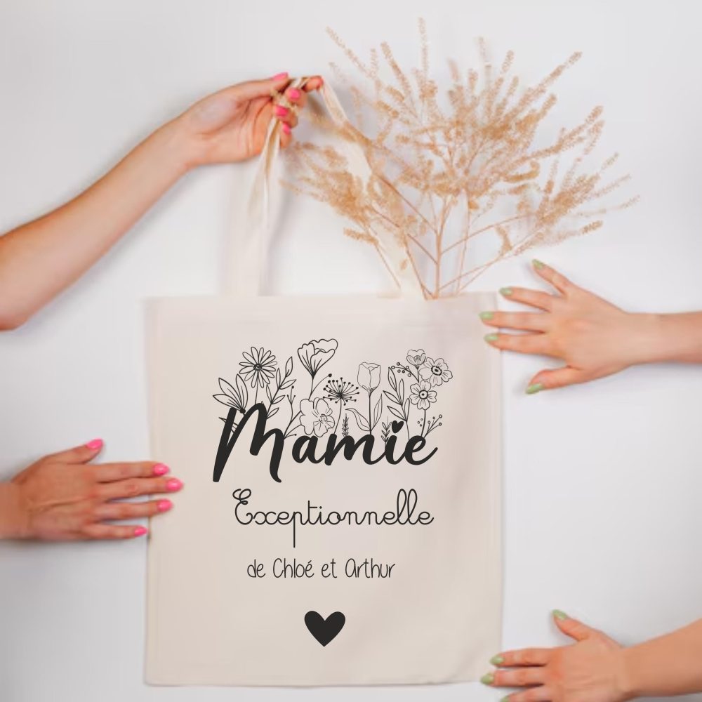 Cadeau mamie Tote Bag Personnalisé - Fête des Grands-Mères, Cadeau anniversaire, Cadeau fête des grands mères