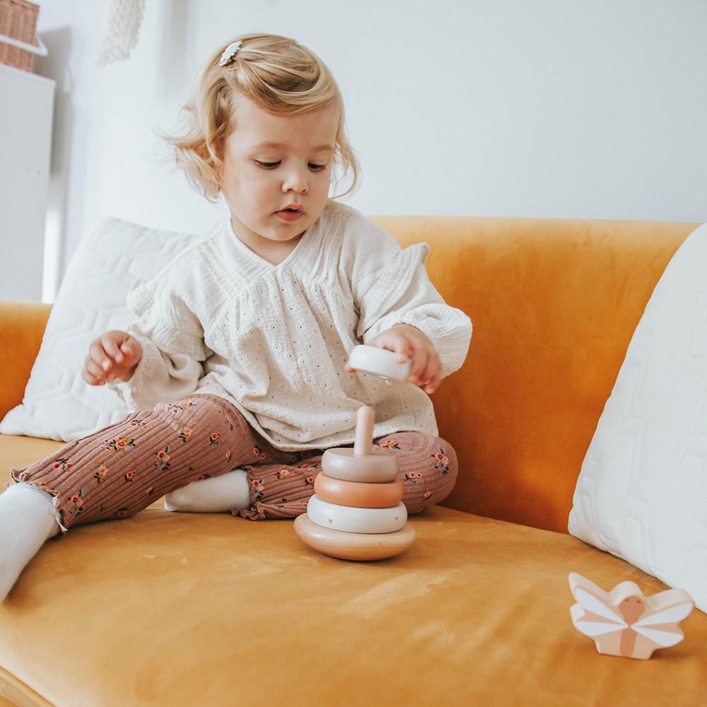 Tour de naissance anneaux personnalisé enfant en bois, cadeau de naissance, cadeau bébé, jouet personnalisé enfant — Cadeau jouet bébé