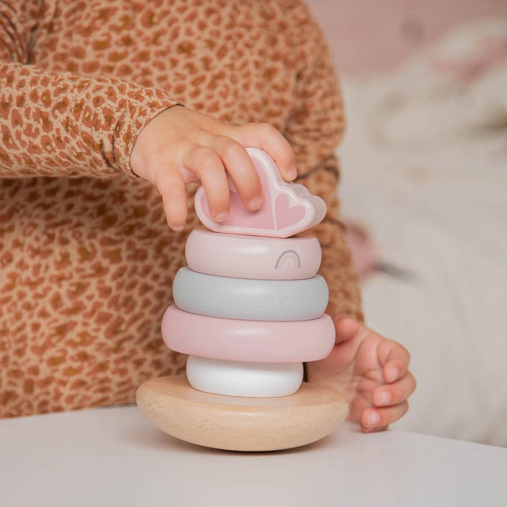 Tour de naissance anneaux personnalisé enfant en bois, cadeau de naissance, cadeau bébé, jouet personnalisé enfant — Cadeau personnalisé naissance