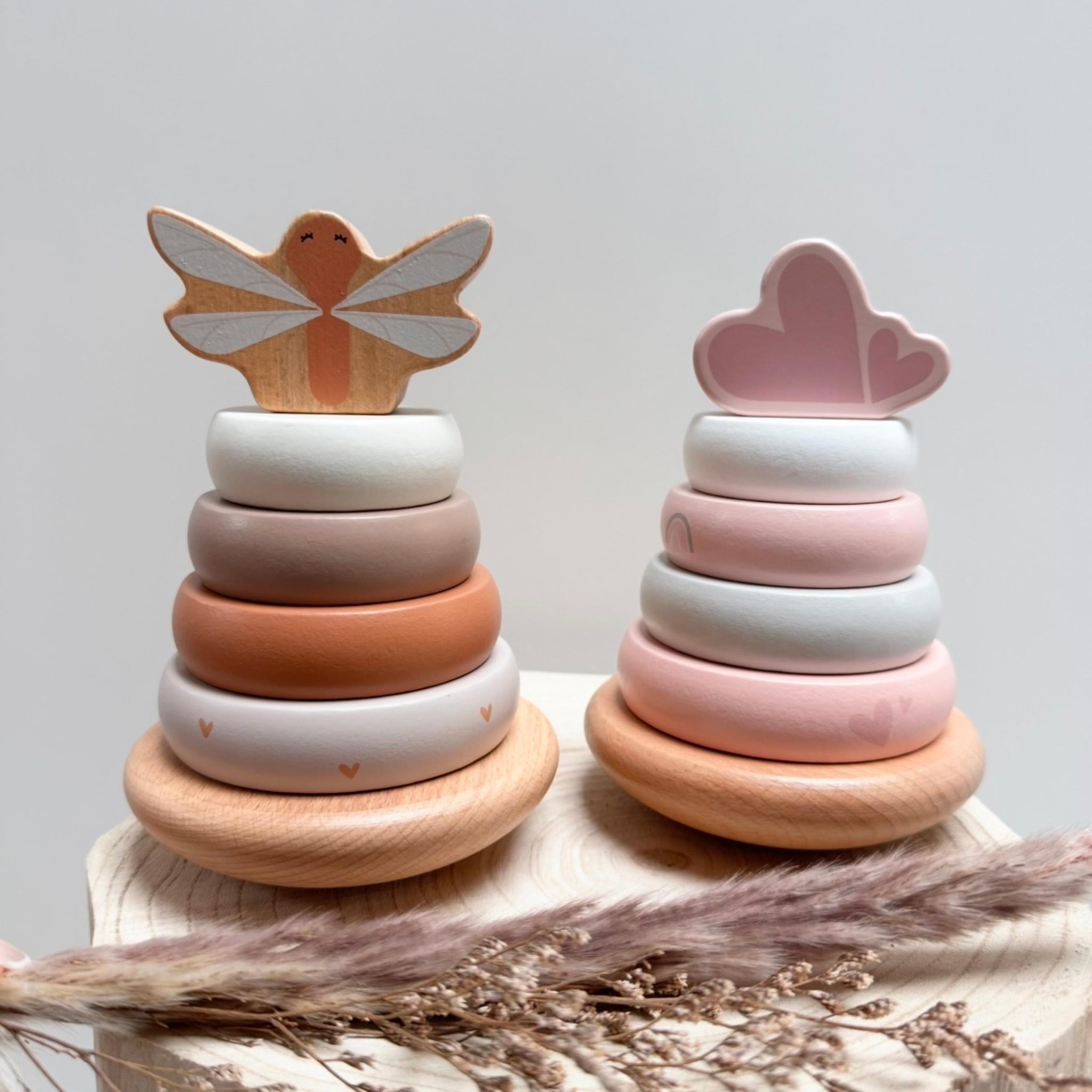 Tour de naissance anneaux personnalisé enfant en bois, cadeau de naissance, cadeau bébé, jouet personnalisé enfant — Cadeau enfant