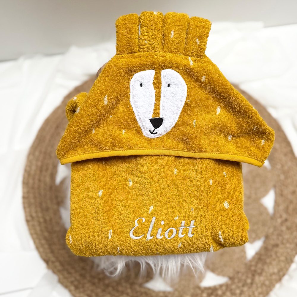 Cadeau naissance, poncho bain enfant brodé nom, serviette capuche bain enfant personnalisée, cadeau bébé, anniversaire 1 an, peignoir bébé