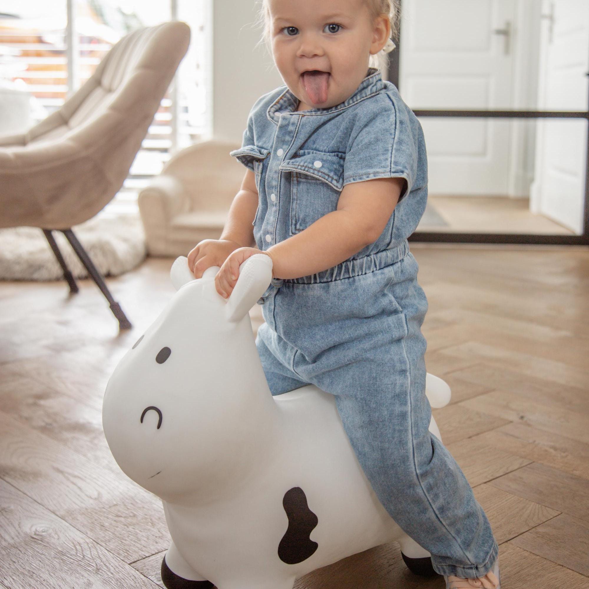 Vache ballon sauteur, animal gonflable, cadeau bébé personnalisé, cadeau anniversaire enfant 1 an, noël enfant, décoration chambre bébé. — cadeau personnalisé 1 an