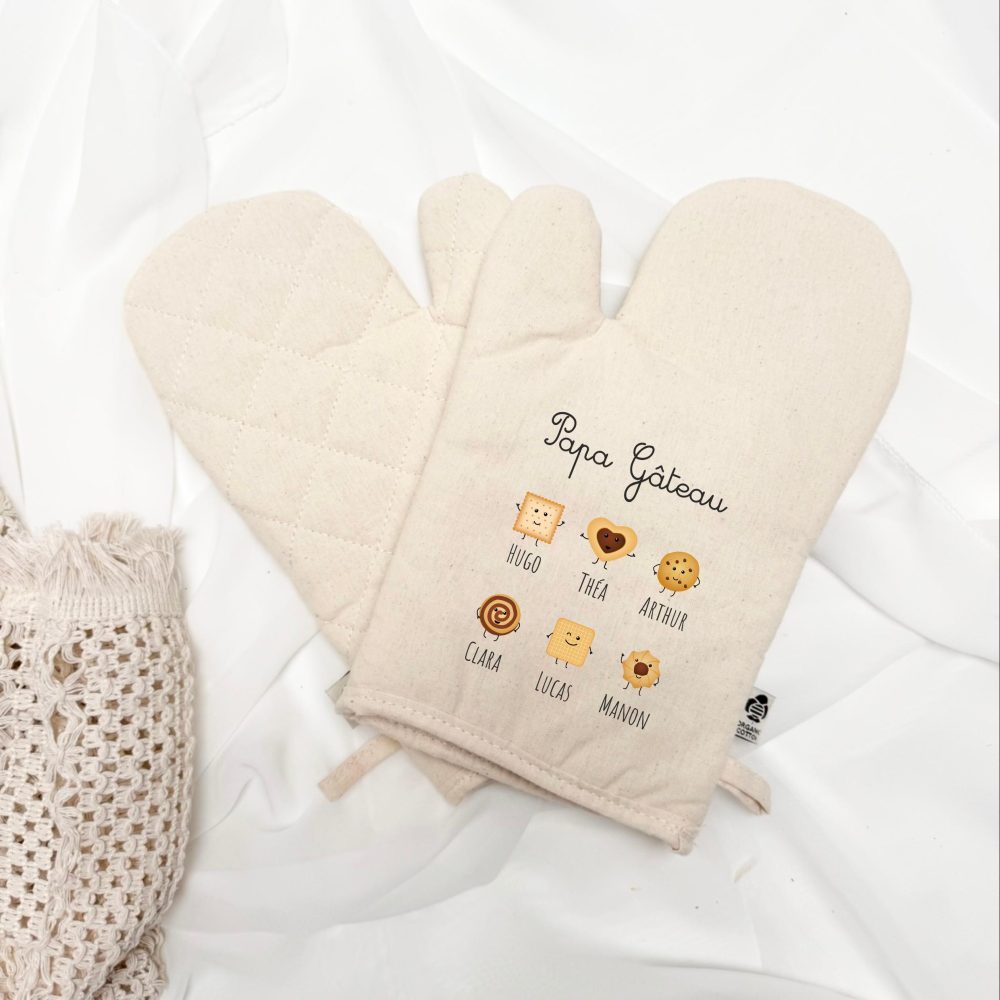 Gant de cuisine personnalisé Papa - Manique personnalisé Papa , Fête des pères, Cadeau anniversaire Papa, cadeau Papa personnalisé