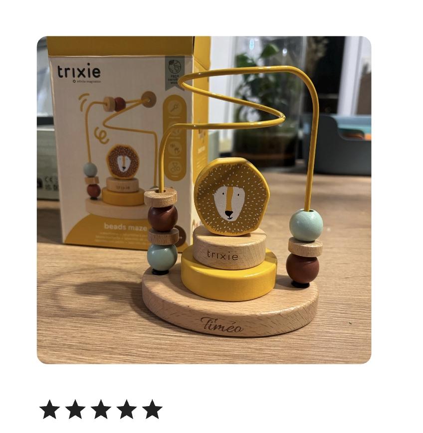 cadeau de naissance personnalisé, jouet en bois bébé, cadeau bébé prénom, cadeau bébé, cadeau naissance, jouet bois trixie, motricité bébé — cadeau bébé personnalisé