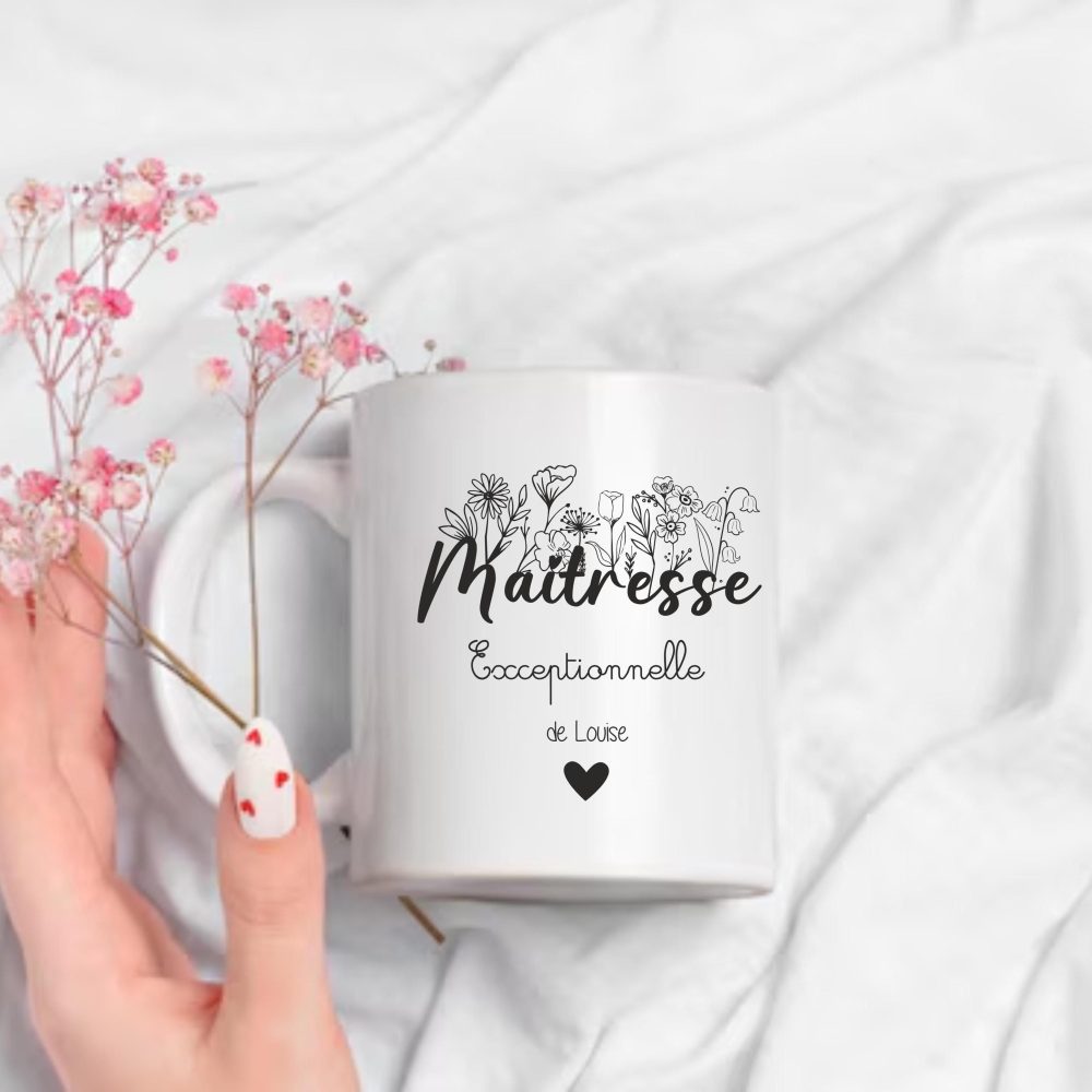 Mug personnalisé Maîtresse exceptionnelle- anniversaire Maîtresse, mug personnalisé Maîtresse, noël Maîtresse, cadeau Maîtresse