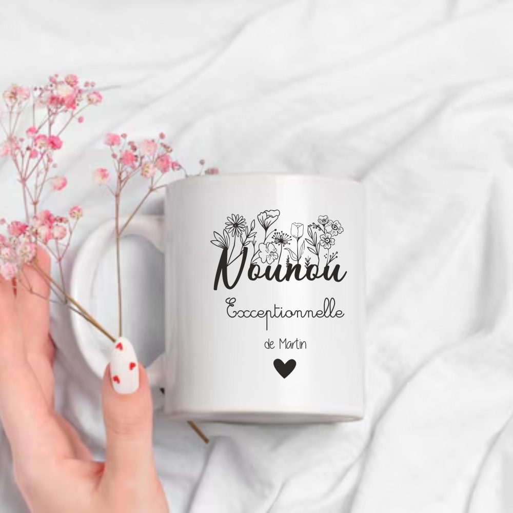 Mug personnalisé Nounou exceptionnelle- anniversaire Nounou, mug personnalisé Maîtresse, noël Nounou, cadeau Nounou