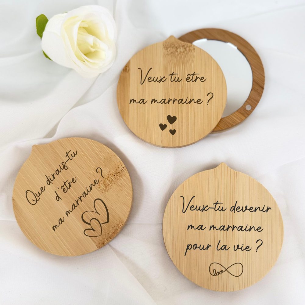 Miroir annonce future marraine, demande de marraine, cadeau pour annonce, miroir personnalisé, futur marraine