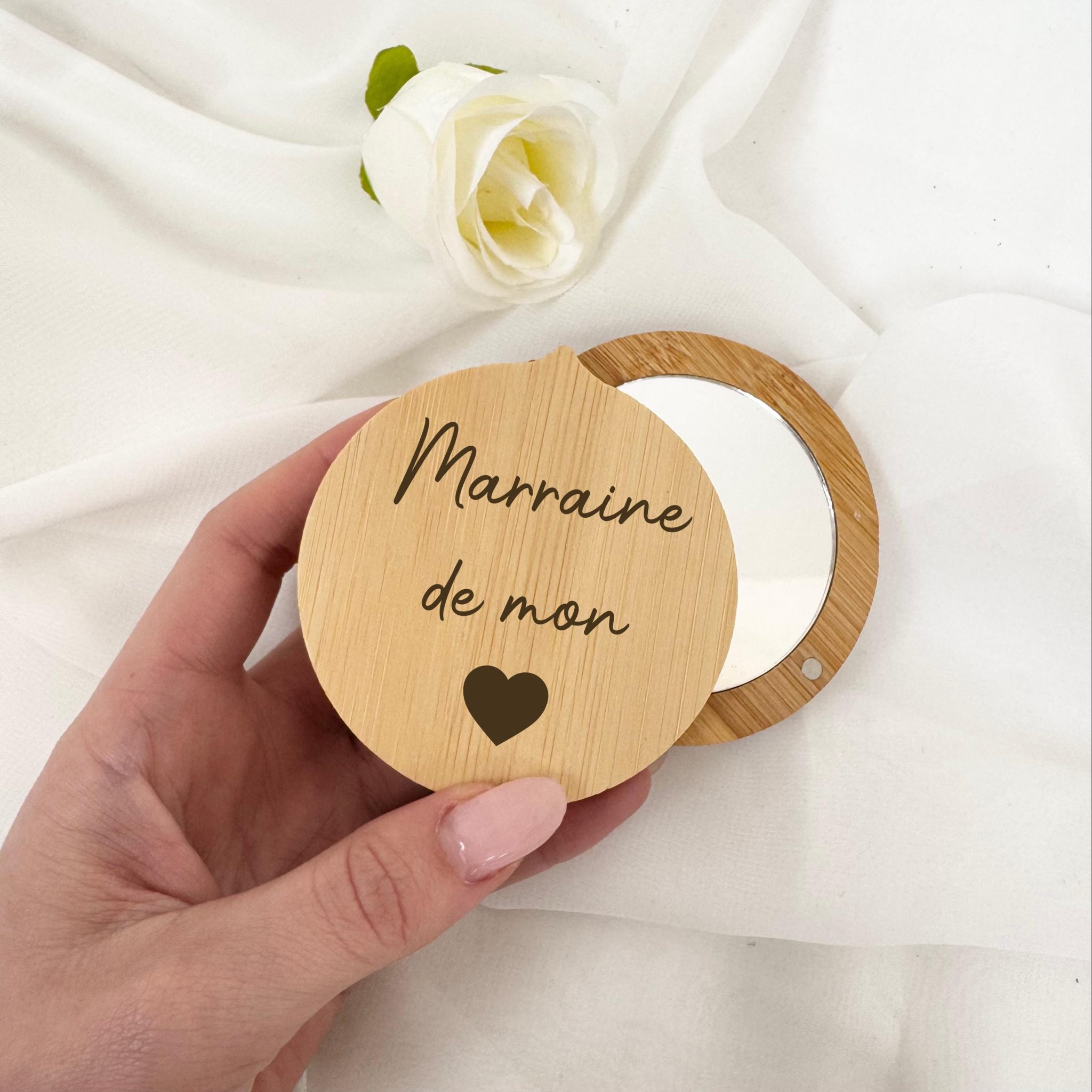 Miroir personnalisé marraine - Cadeau Marraine, Anniversaire marraine, cadeau marraine baptême, idée cadeau marraine — cadeau personnalisé marraine