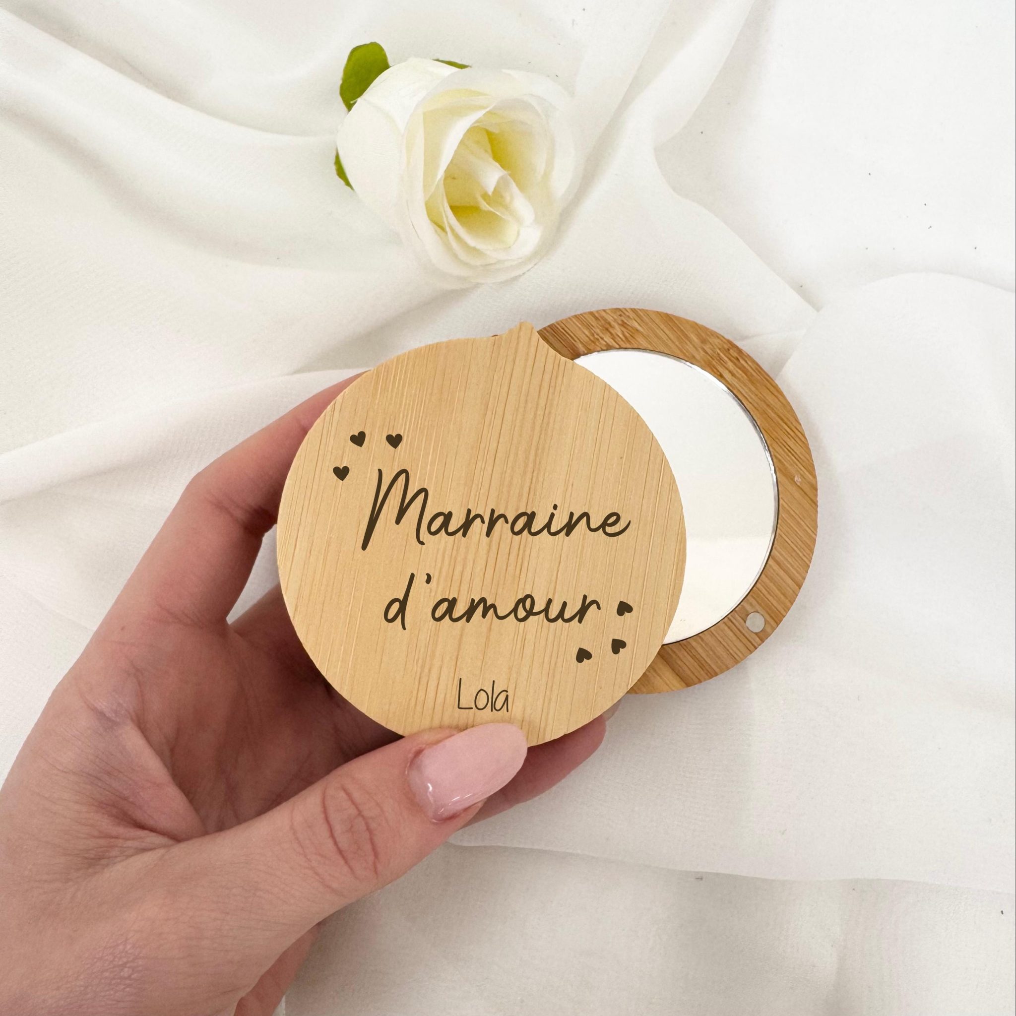 Miroir personnalisé marraine - Cadeau Marraine, Anniversaire marraine, cadeau marraine baptême, idée cadeau marraine — marraine