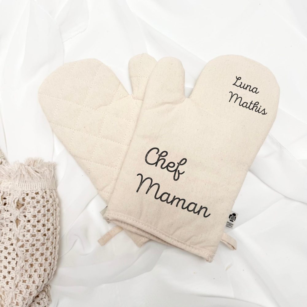 Gant de cuisine personnalisé Maman - Cadeau Maman, Fête des mères, Cadeau anniversaire Maman, Gant de cuisine Maman personnalisé