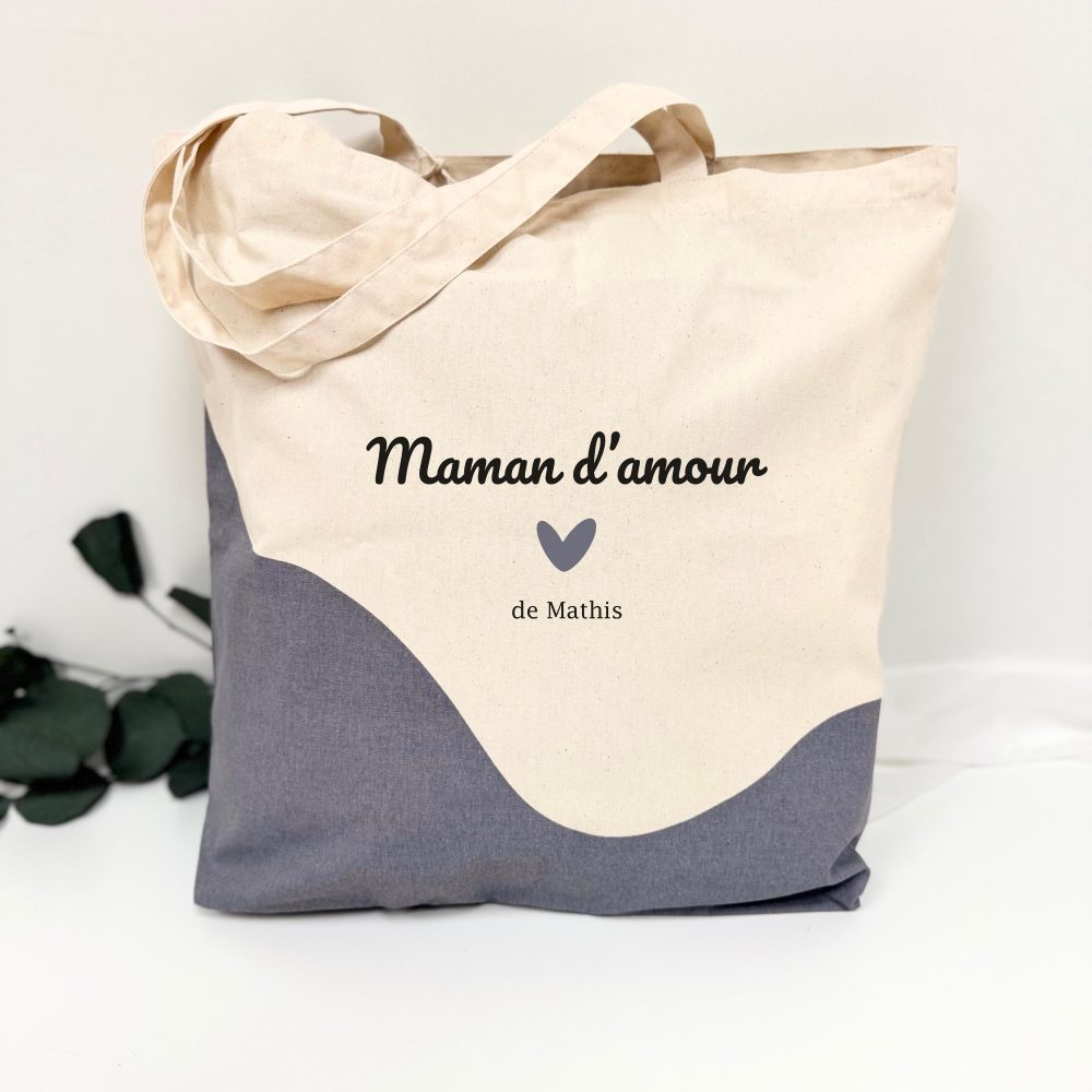 Tote bag "Maman d'amour", Fête des mères, cadeau maman, idée cadeau maman, sac personnalisé, anniversaire maman, cadeau noël maman