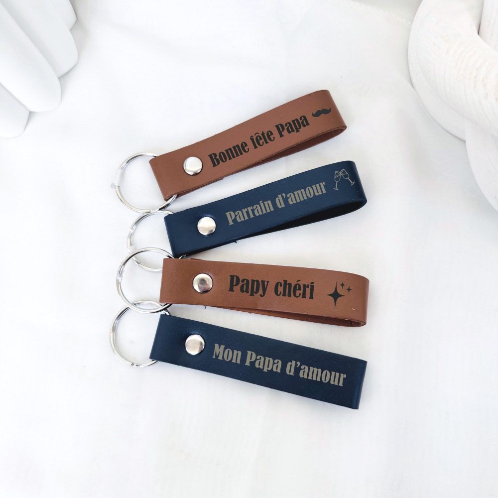 Porte-clés en cuir personnalisé, Fête des pères,cadeau personnalisé,annonce, anniversaire, noël, porte clés personnalisé, objet personnalisé