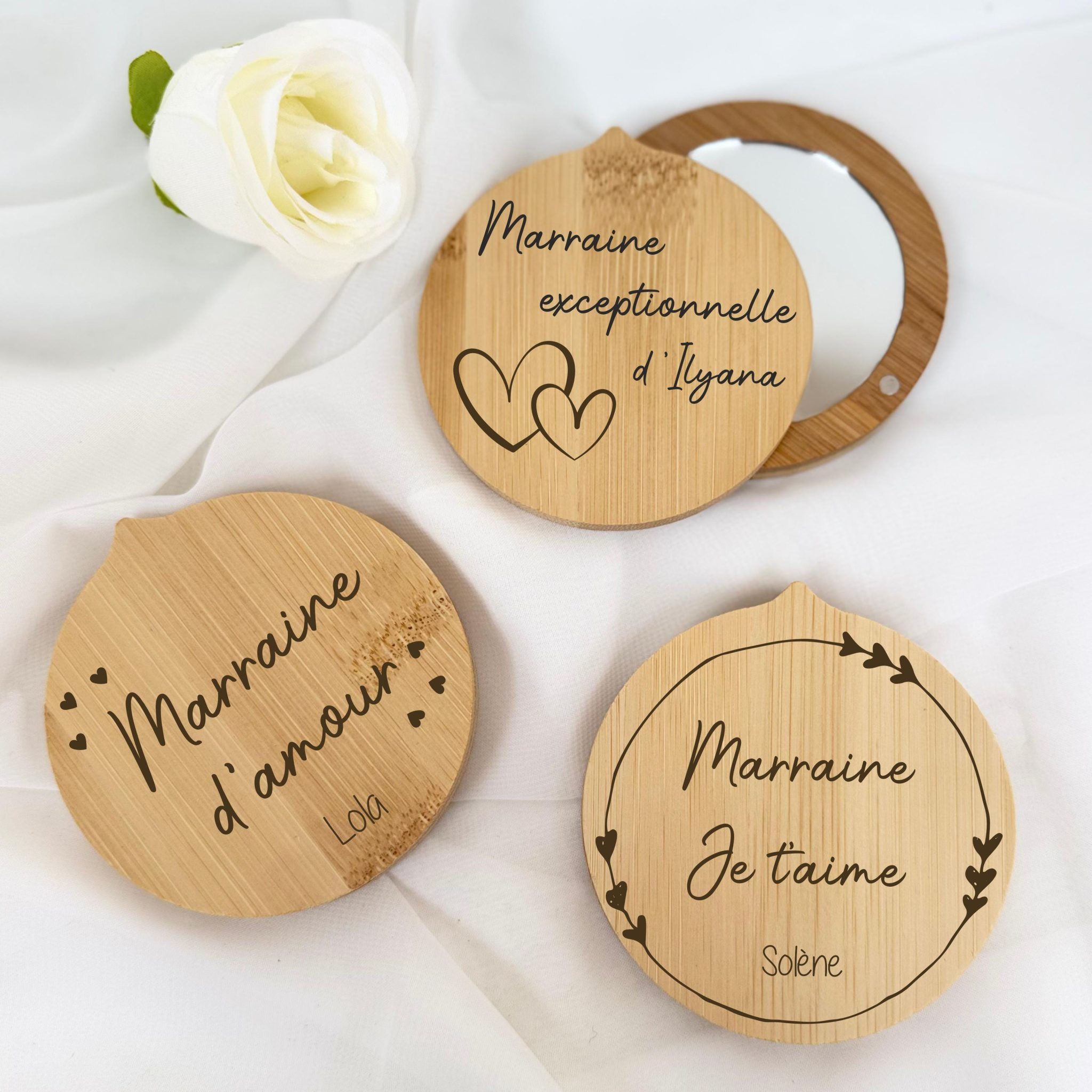 Miroir personnalisé marraine - Cadeau Marraine, Anniversaire marraine, cadeau marraine baptême, idée cadeau marraine