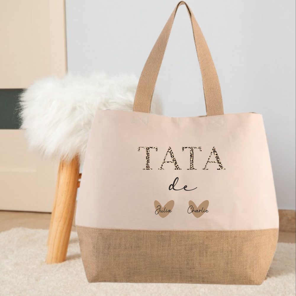 Sac personnalisé Tata, cadeau Tata, anniversaire Tata, cadeau de noël, sac pour Tata, existe en mamie maman marraine nounou maitresse...