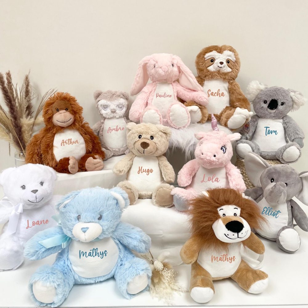 Peluche enfant personnalisé prénom - peluche personnalisé bébé, doudou enfant, cadeau de naissance, cadeau anniversaire enfant, cadeau 1 an
