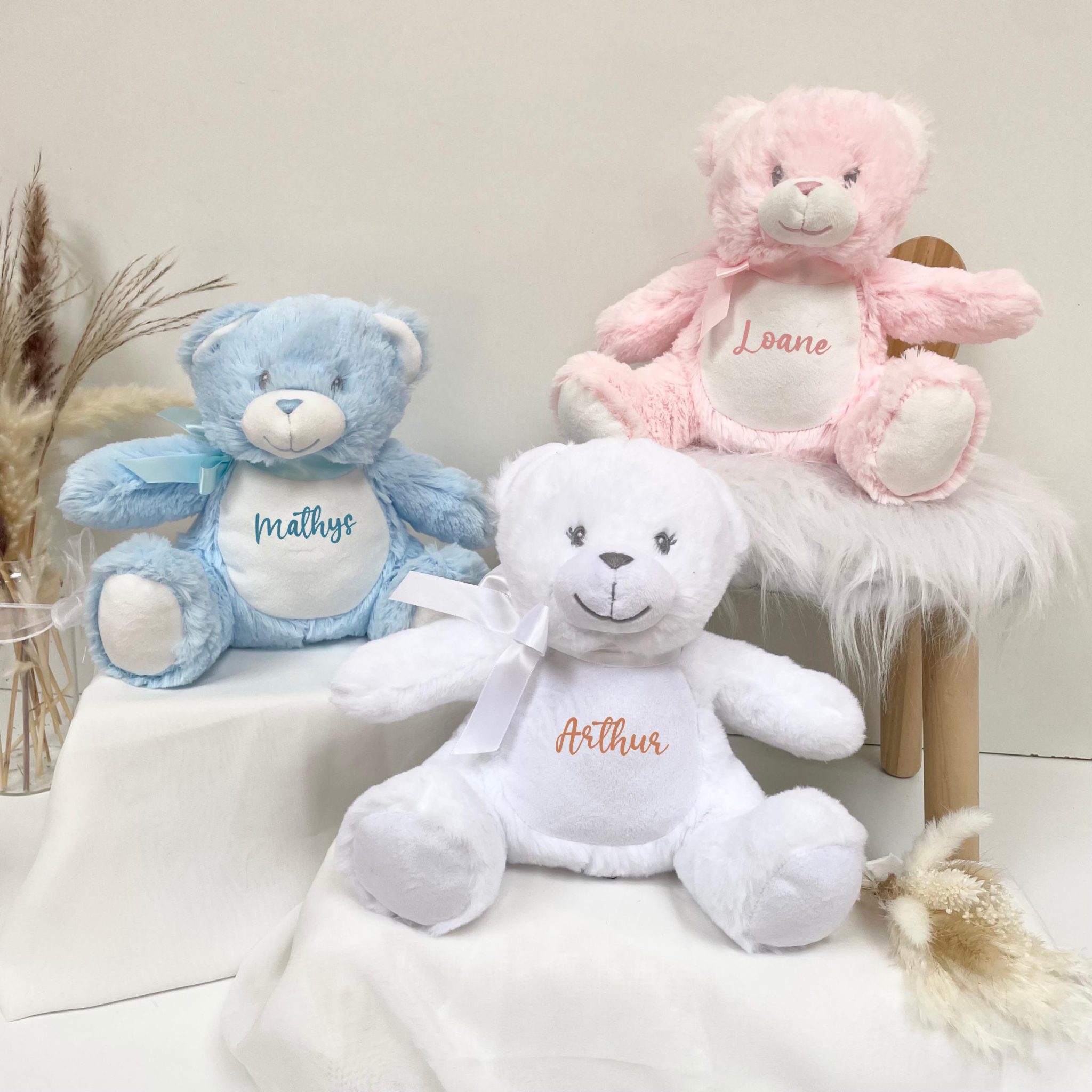 Peluche enfant personnalisé prénom - peluche personnalisé bébé, doudou enfant, cadeau de naissance, cadeau anniversaire enfant, cadeau 1 an — Doudous personnalisés