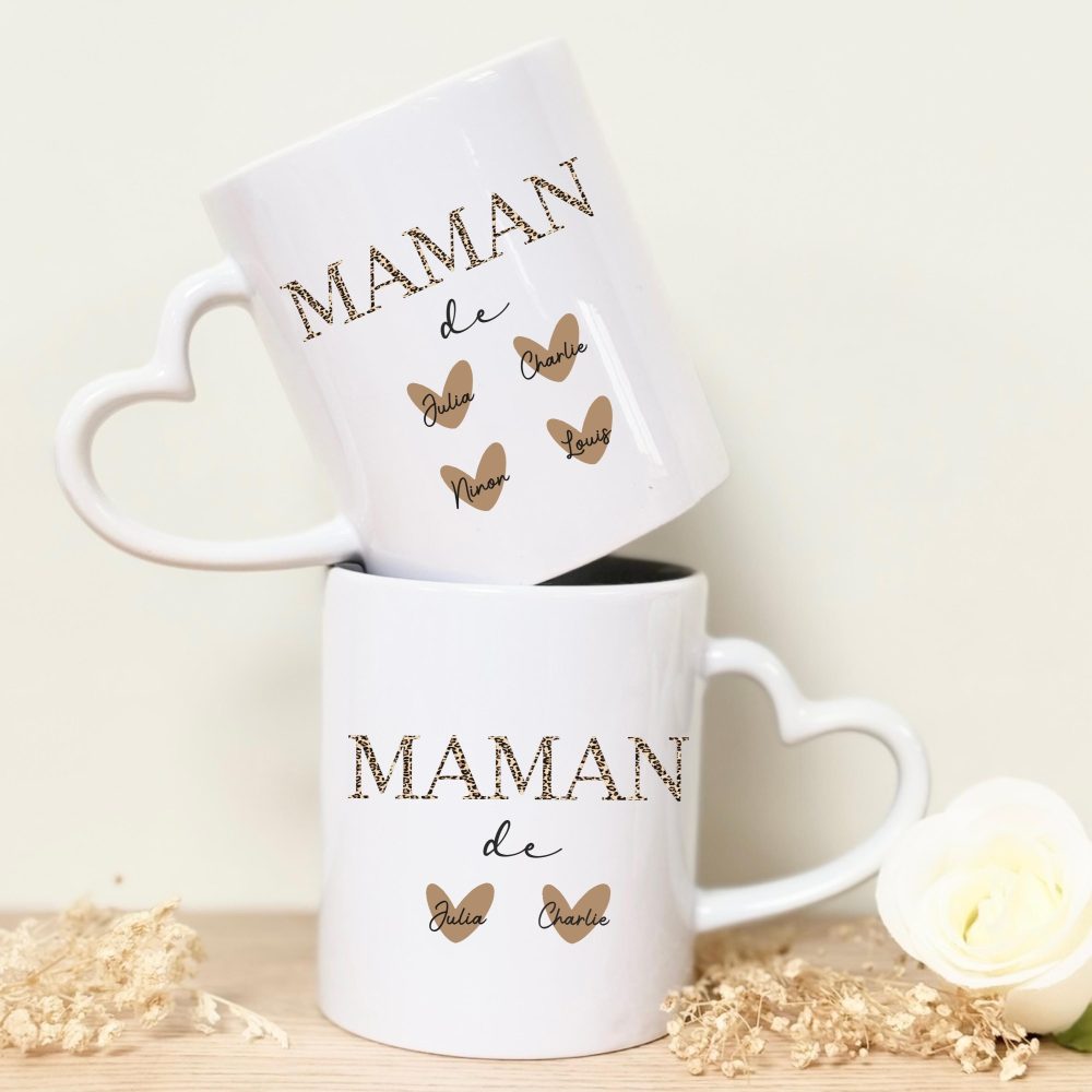 Mug personnalisé fête des mères, cadeau maman, anniversaire maman, cadeau de noël, mug pour maman, tasse café maman , motif léopard