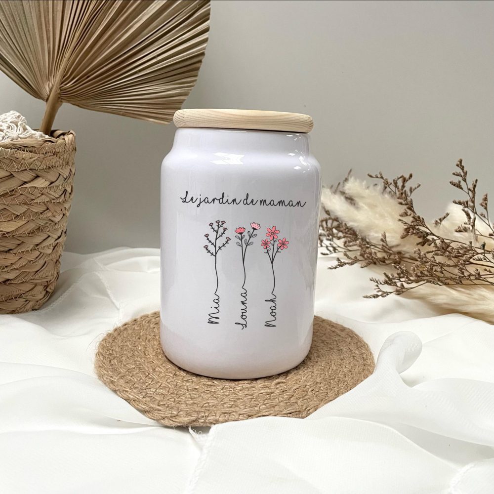 Pot biscuit "Le jardin de maman" personnalisé - Fête des mères, Cadeau maman, Fête Maman, Anniversaire maman, idée cadeau maman