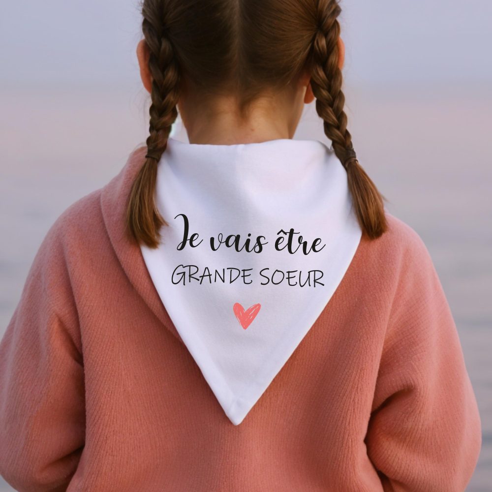 Bandana grande sœur enfant, annonce de grossesse, je vais être grand frère/je vais être grande sœur, annonce enfant bébé en route
