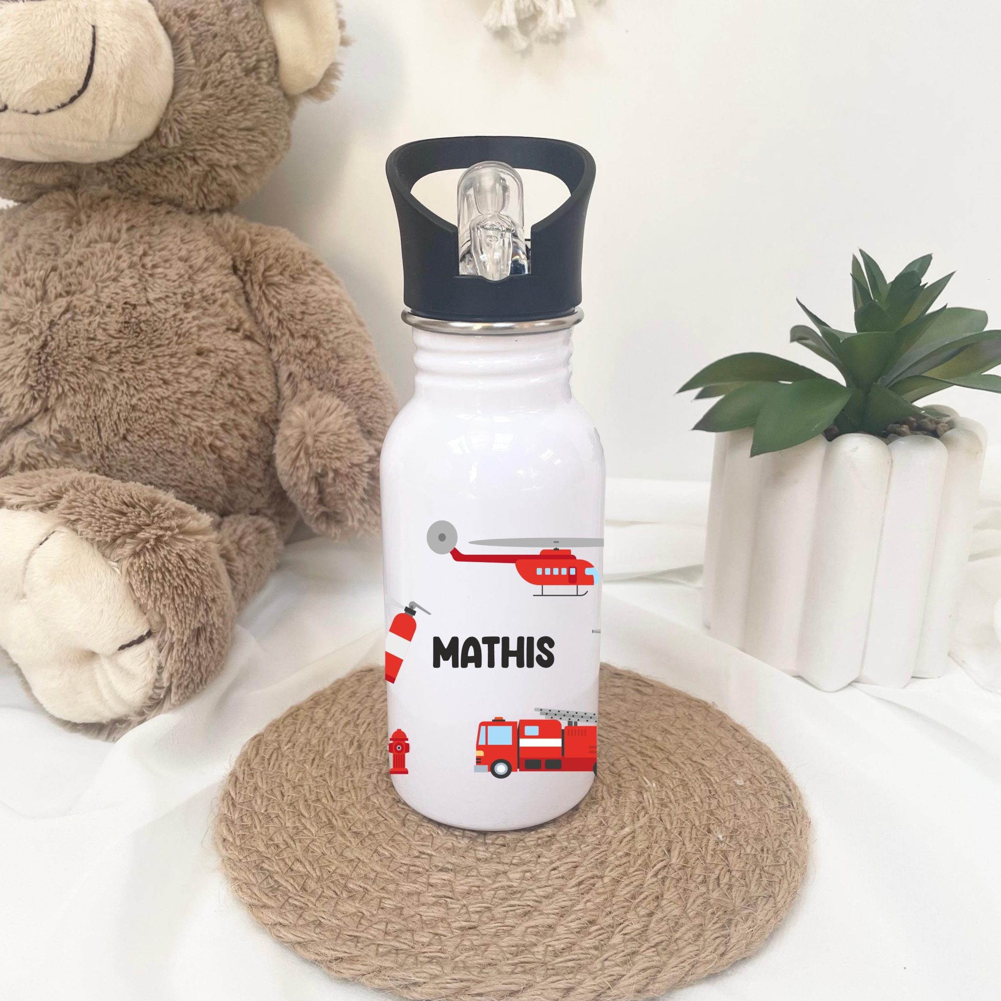 Gourde école enfant personnalisé - Rentrée scolaire, cadeau garçon, Gourde policier, gourde pompier, bouteille enfant travaux, gourde bec — gourde bébé