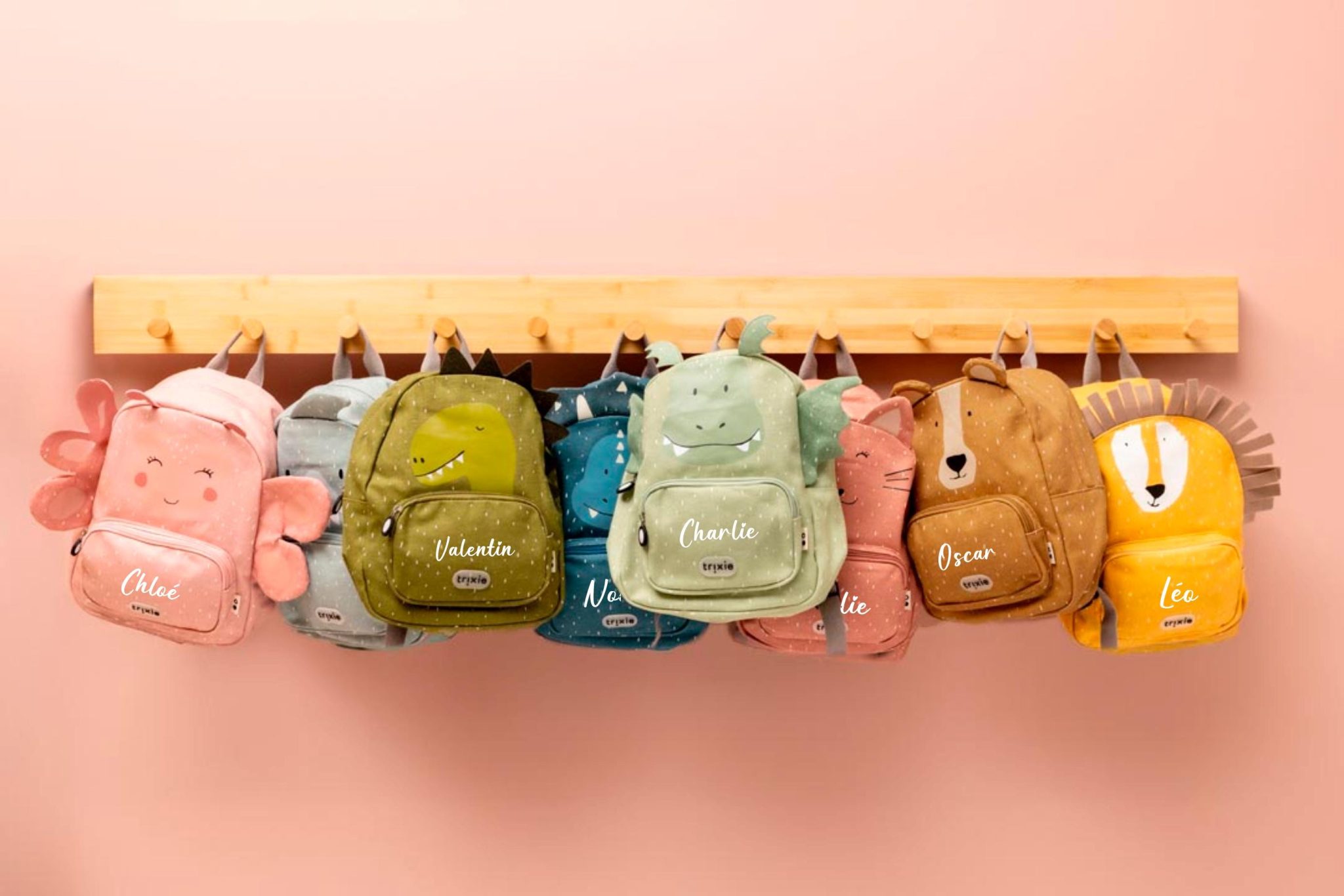 Sac à Dos école Enfant personnalisable - sac école trixie prénom, sac enfant personnalisé, rentrée scolaire enfant, sac girafe trixie prenom — accessoire rentrée des classes