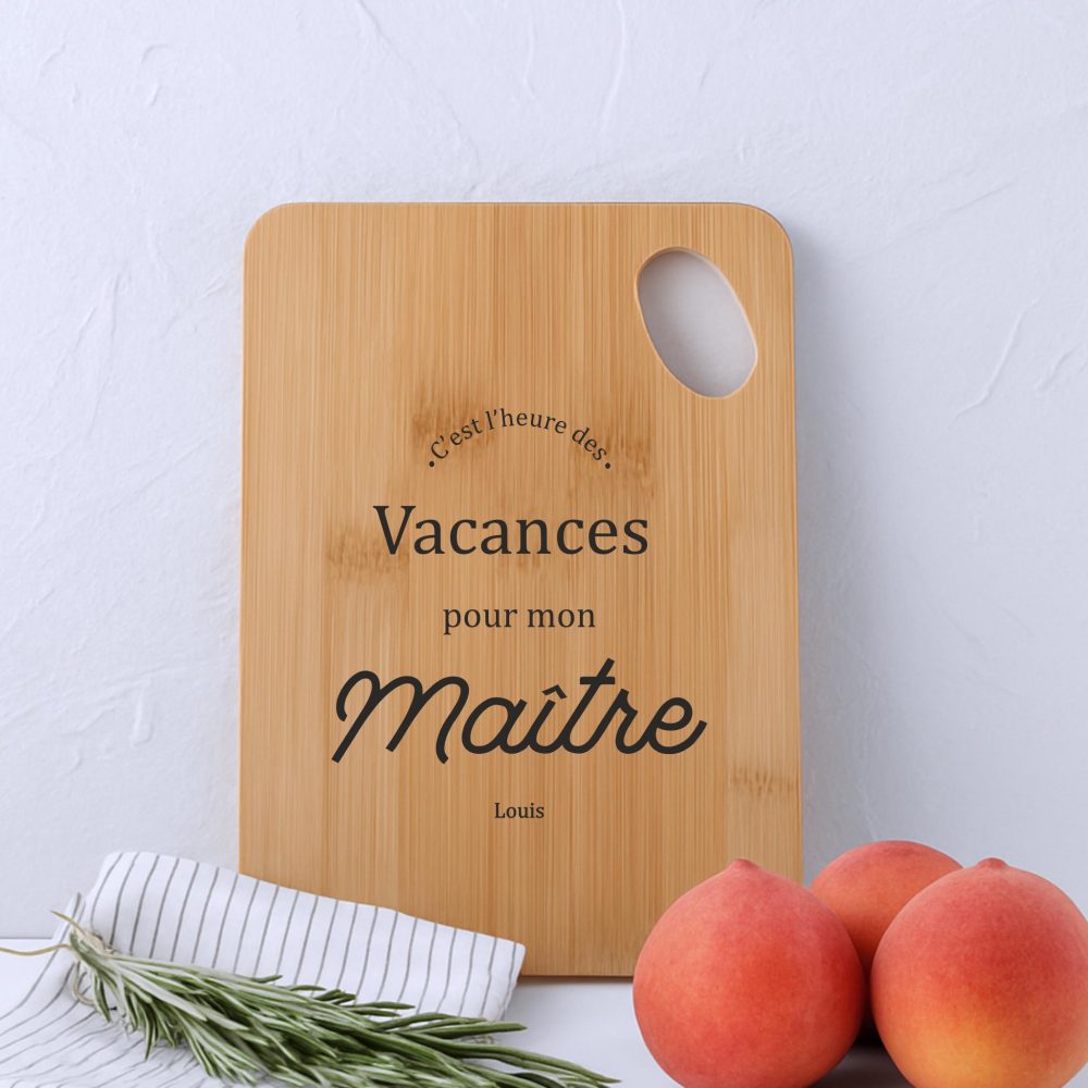 Cadeau maître, planche à découper personnalisé, idée cadeau école, cadeau de fin d'année, cadeau personnalisé maître, remerciement maître