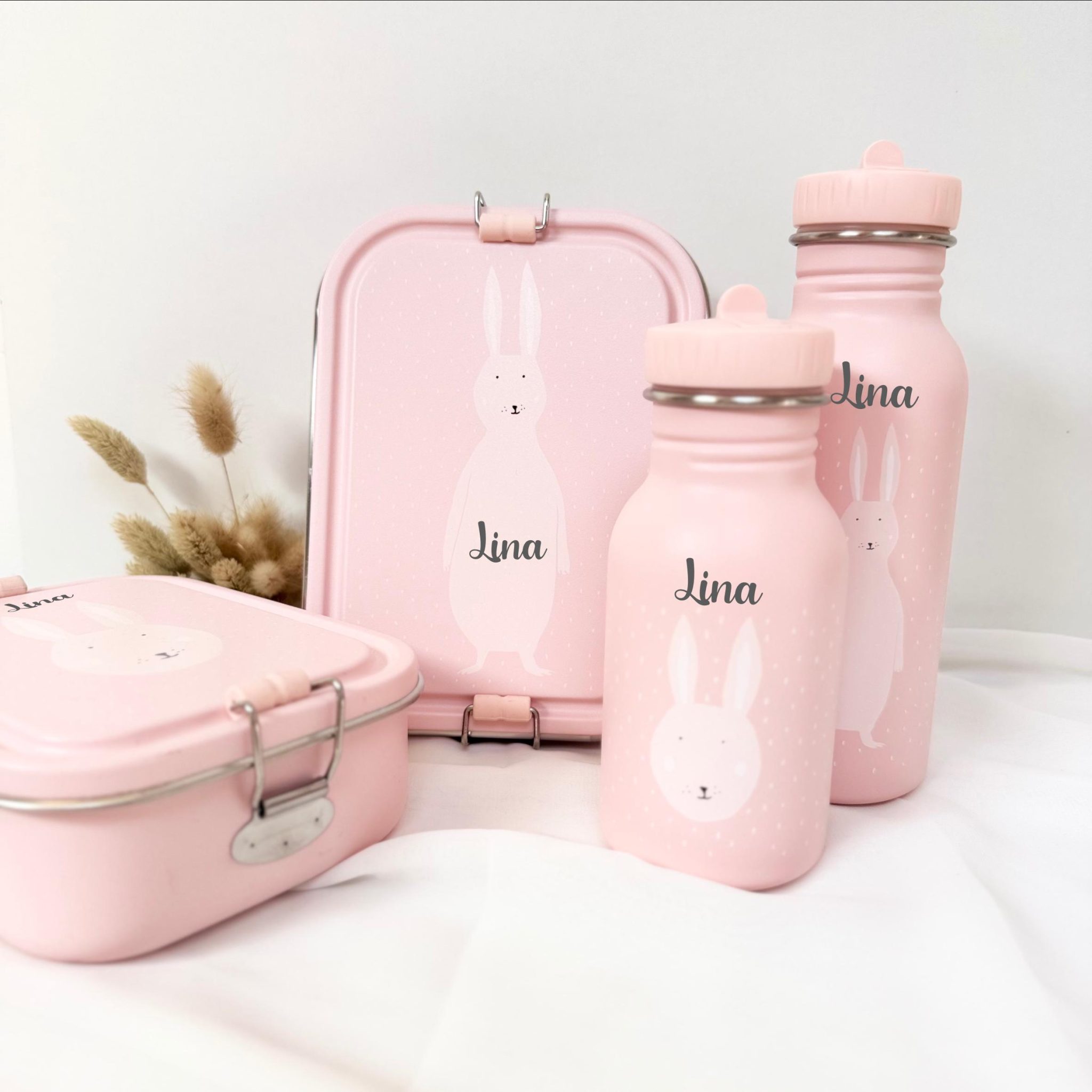 Gourde + boîte à goûter trixie, kit rentrée enfant, kit école enfant personnalisé, boîte à repas personnalisé, lunchbox, gourde personnalisé — Kit de goûter