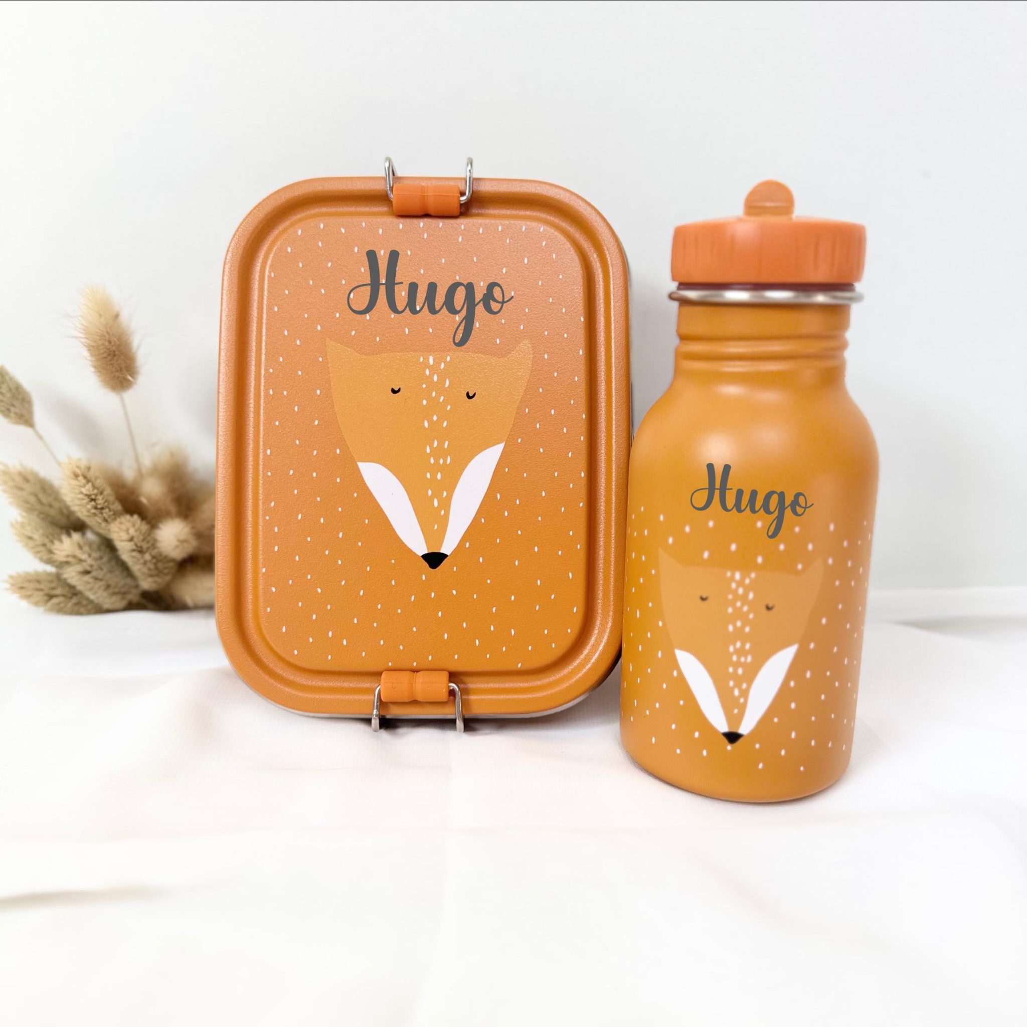 Gourde + boîte à goûter trixie, kit rentrée enfant, kit école enfant personnalisé, boîte à repas personnalisé, lunchbox, gourde personnalisé — cadeau personnalisé