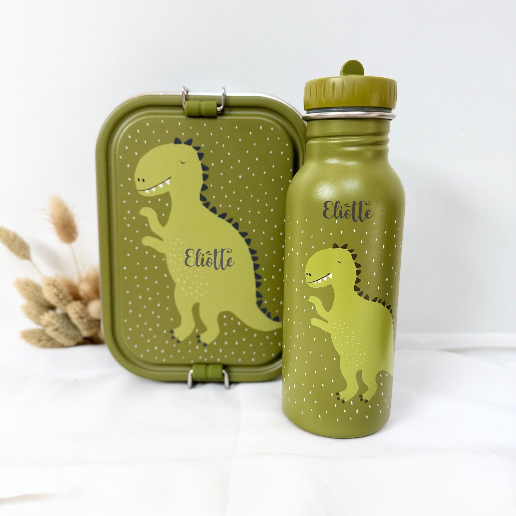 Gourde + boîte à goûter trixie, kit rentrée enfant, kit école enfant personnalisé, boîte à repas personnalisé, lunchbox, gourde personnalisé — accessoire ecole