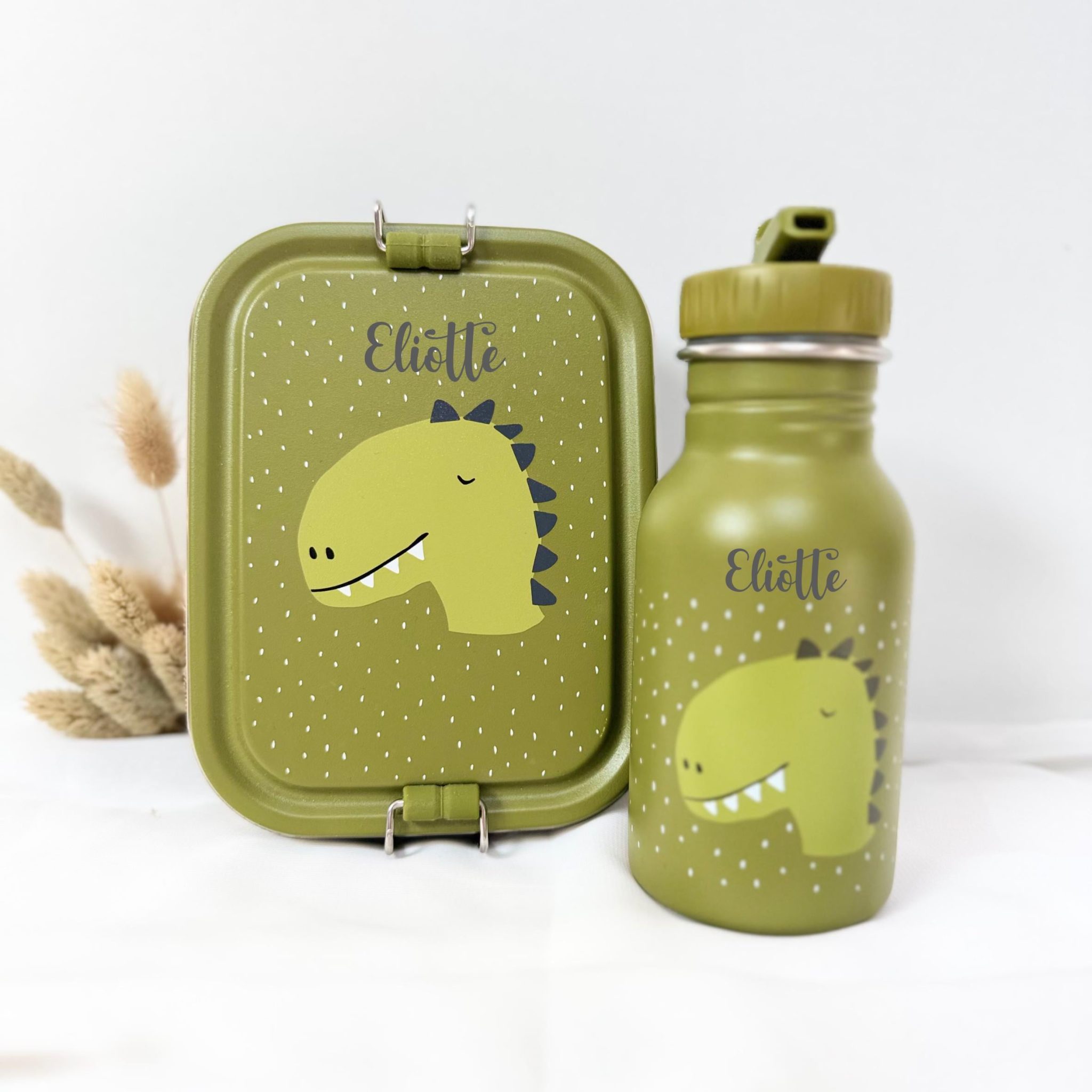 Gourde + boîte à goûter trixie, kit rentrée enfant, kit école enfant personnalisé, boîte à repas personnalisé, lunchbox, gourde personnalisé — Kit repas enfant