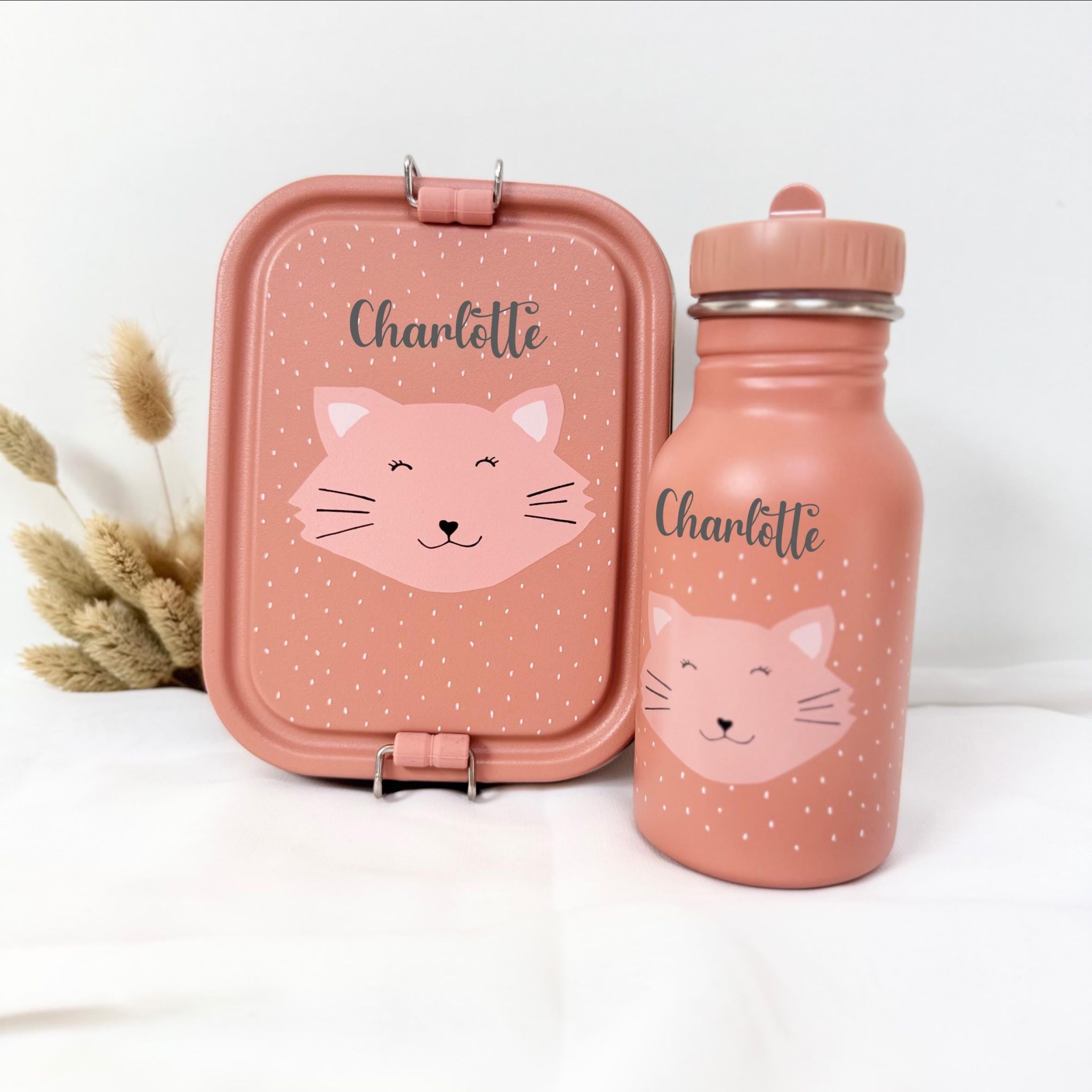 Gourde + boîte à goûter trixie, kit rentrée enfant, kit école enfant personnalisé, boîte à repas personnalisé, lunchbox, gourde personnalisé — lunchbox enfant