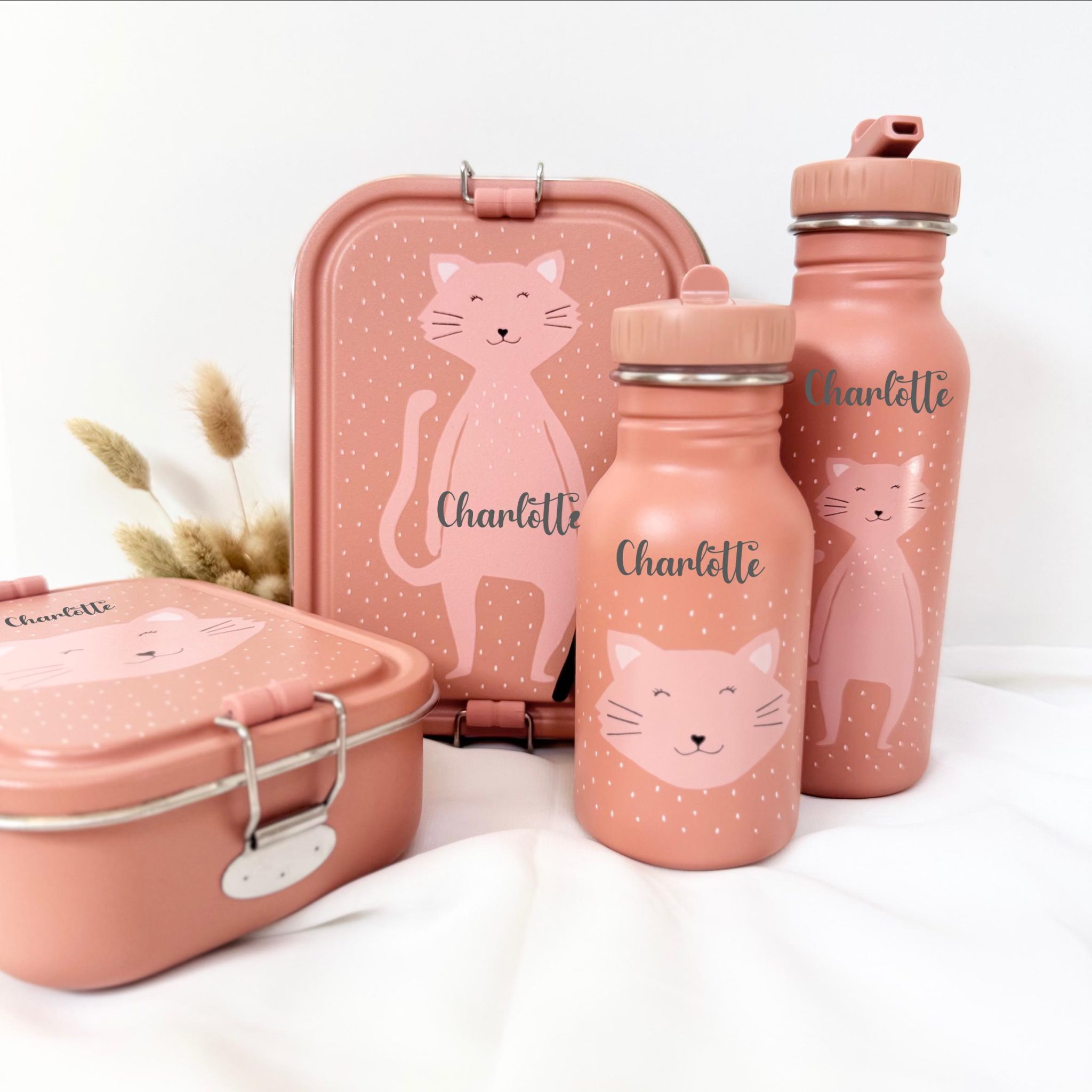 Gourde + boîte à goûter trixie, kit rentrée enfant, kit école enfant personnalisé, boîte à repas personnalisé, lunchbox, gourde personnalisé — gourde personnalisé