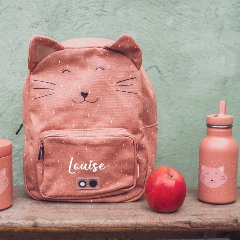 Sac à Dos Personnalisé Enfant Chat, sac école enfant prénom sac enfant crèche sac nounou enfant, sac à dos trixie gourde enfant personnalisé — sac à dos enfant