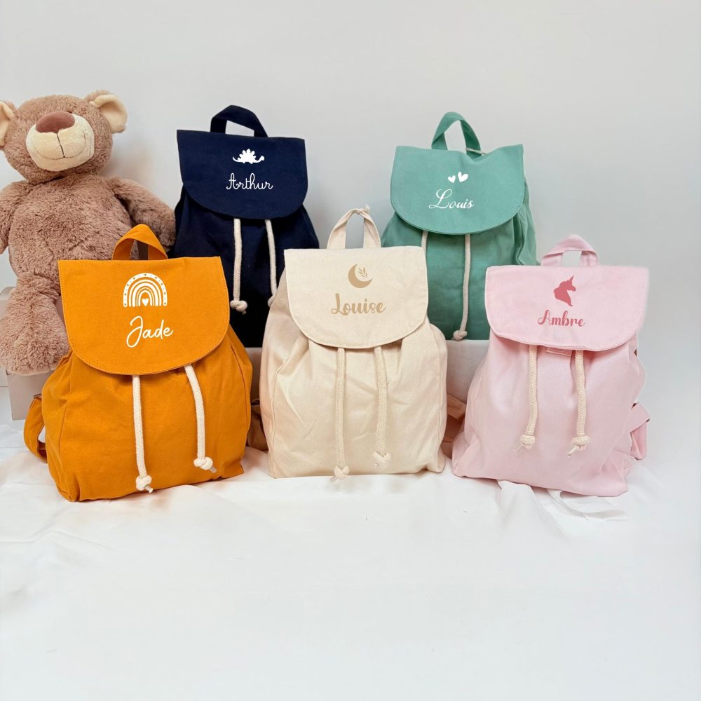 Sac à dos personnalisé enfant à motif, sac maternelle sac crèche personnalisé cartable maternelle sac enfant motif arc en ciel sac dinosaure