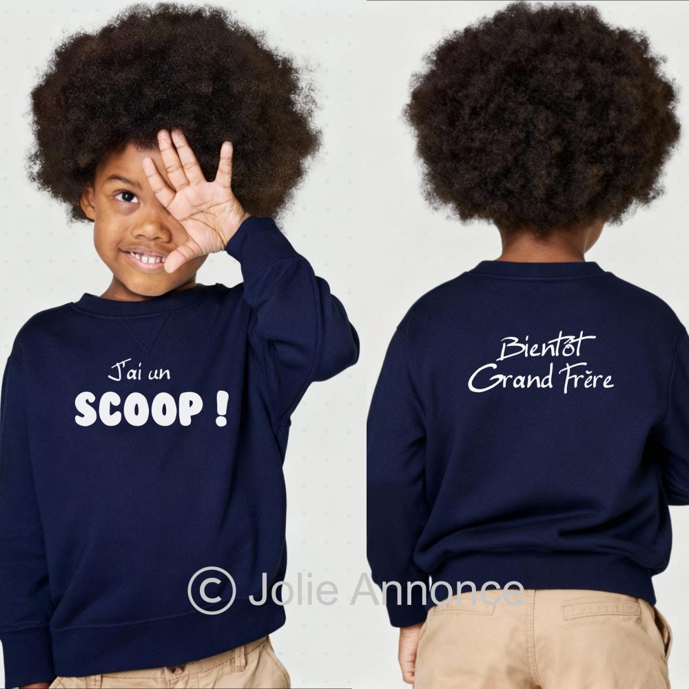 Sweat futur grand frère, Annonce grossesse, Bientôt grand frère, sweat enfant futur grand frère, cousine, cousin. pull future grande soeur