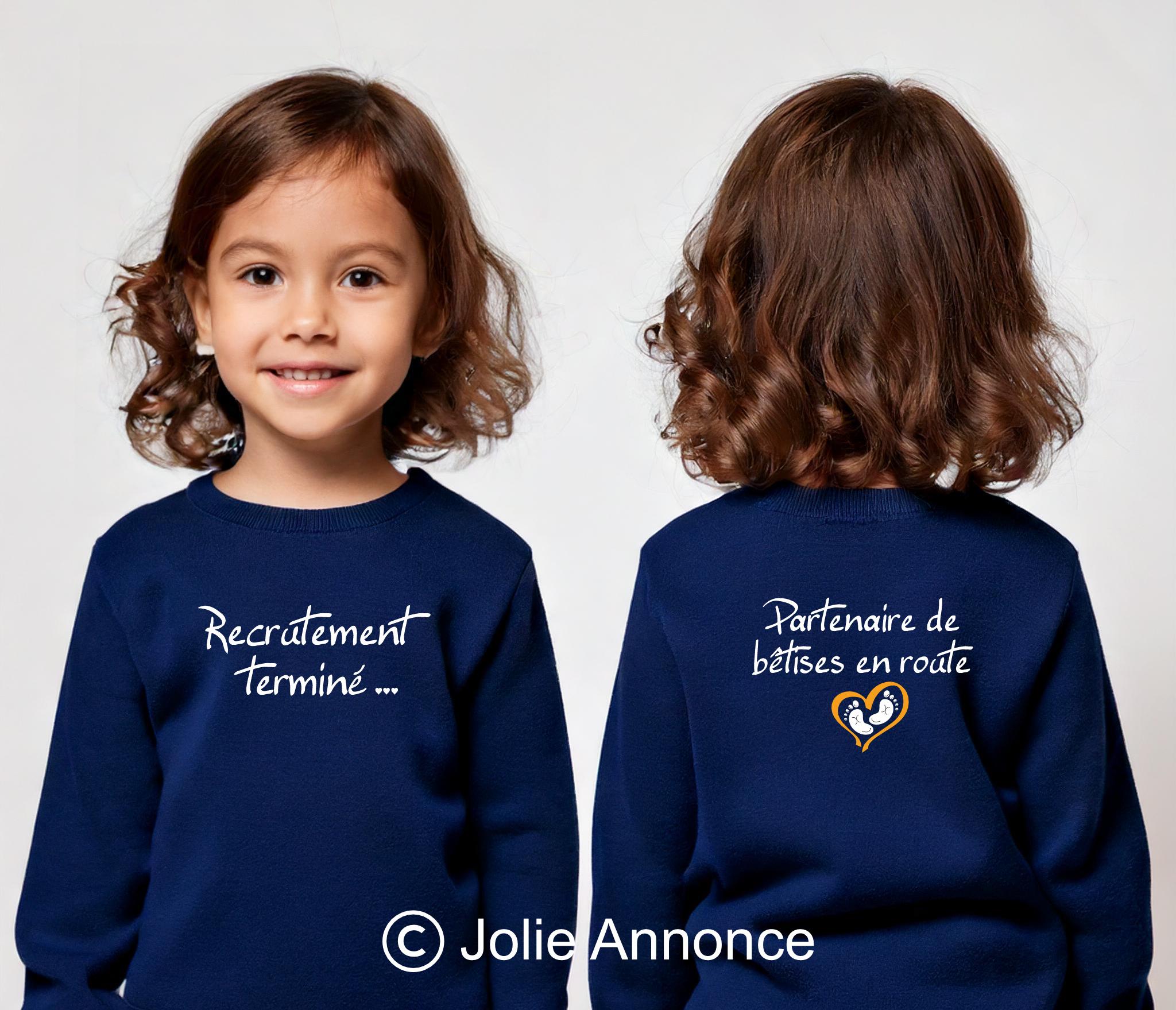 Sweat annonce 2eme grossesse, sweat-shirt enfant future grande sœur, sweat-shirt enfant futur grand frère, pull enfant annonce arrivée bébé