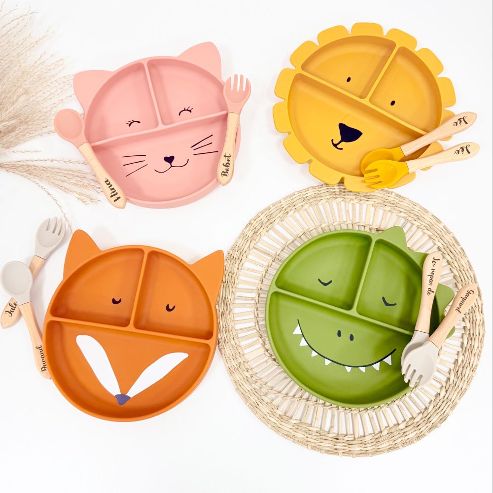 Cadeaux bébé, assiettes pour bébé, naissance, cadeau de baptême, cadeau petite fille, couverts pour bébé, cadeaux 1 an 2 ans assiette enfant