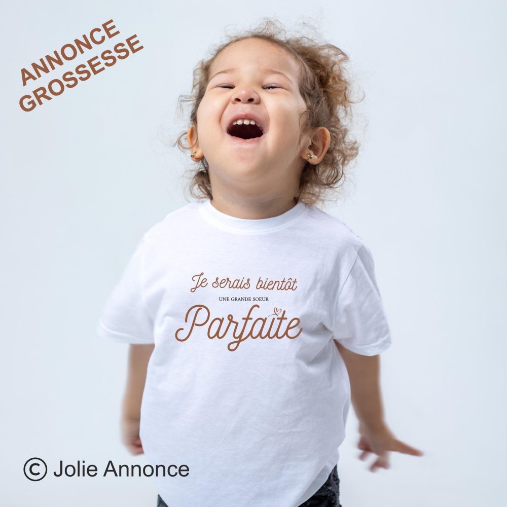 Tee-shirt enfant pour annonce de grossesse, future grande sœur, future cousine
