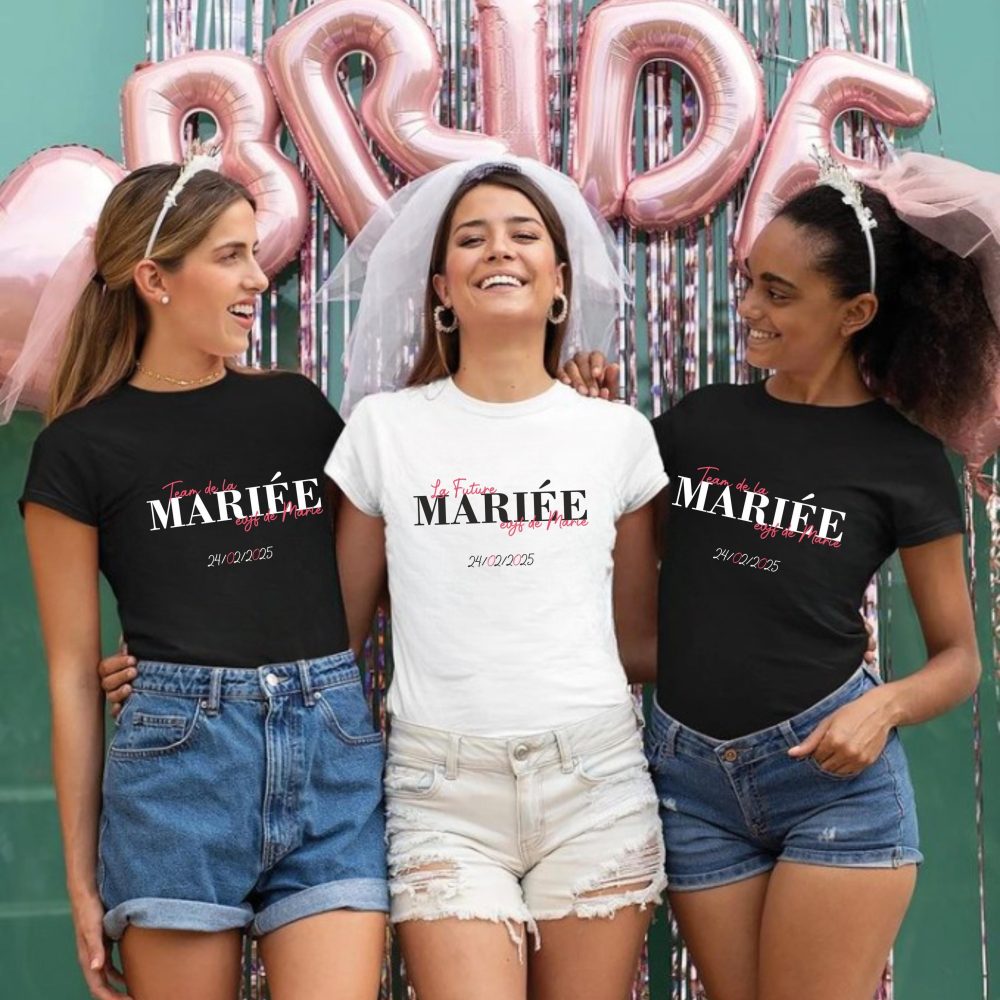 T-shirt EVJF personnalisés future mariée- t-shirt evjf team bride, cadeau evjf, t-shirt future mariée team de la mariée, t shirt bride